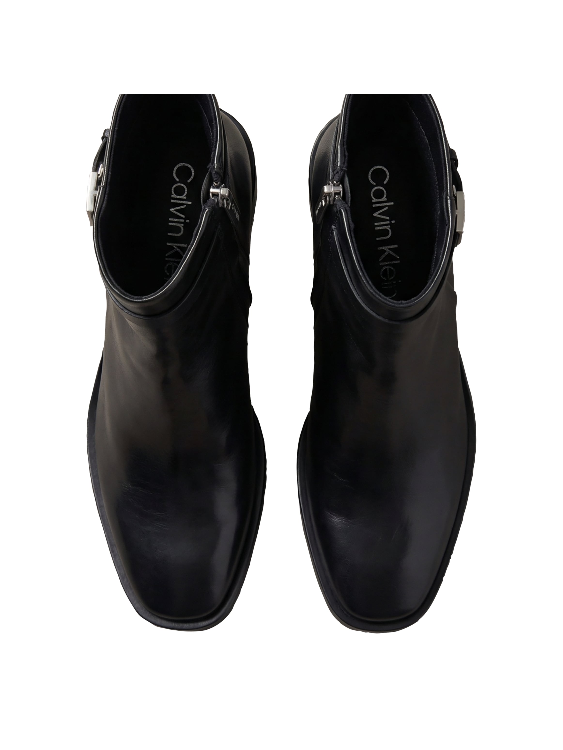Calvin Klein Stiefelette »BLOCK HEEL ANK BOOT  LTH HDW«  Ankle Boots mit CK-Schnalle, eckige Schuhspitze und Reißverschluss
