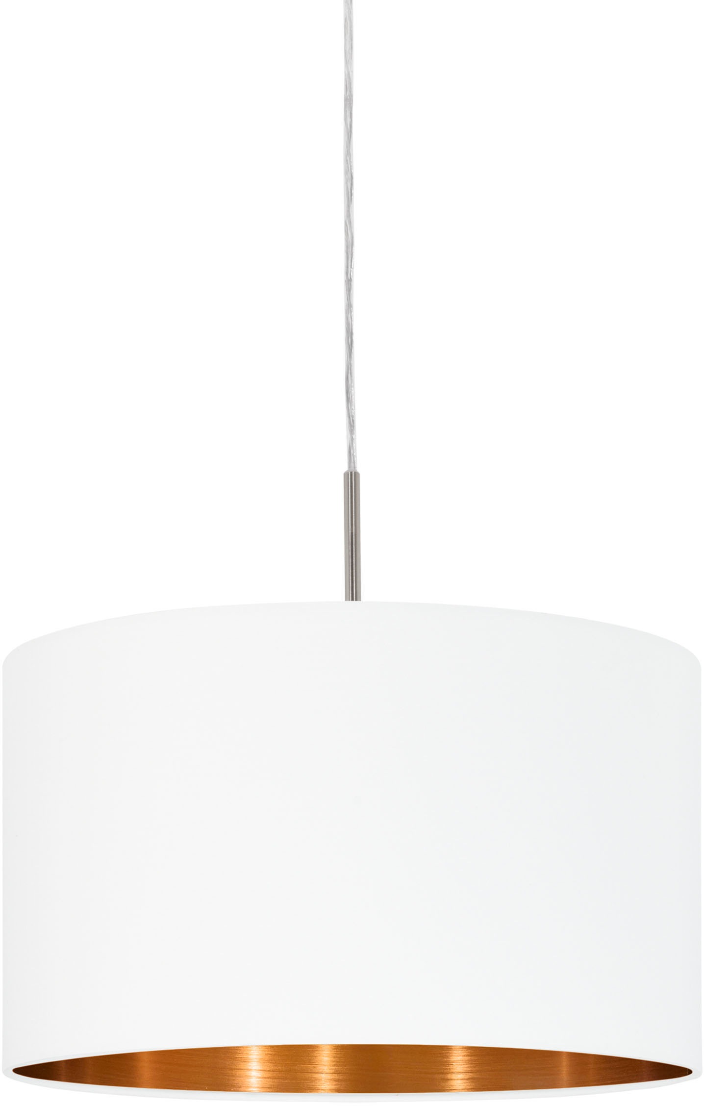 EGLO Hängeleuchte PASTERI, E27, weiß / Ø38 x H110 cm / exkl. 1 x E27 (je max. 60W) / Pendellampe aus Stoff - Hängelampe - Esstischlampe - Wohnzimmerlampe - Lampe mit Textilschirm - Schlafzimmerlampe - Esstisch - Hängeleuchte