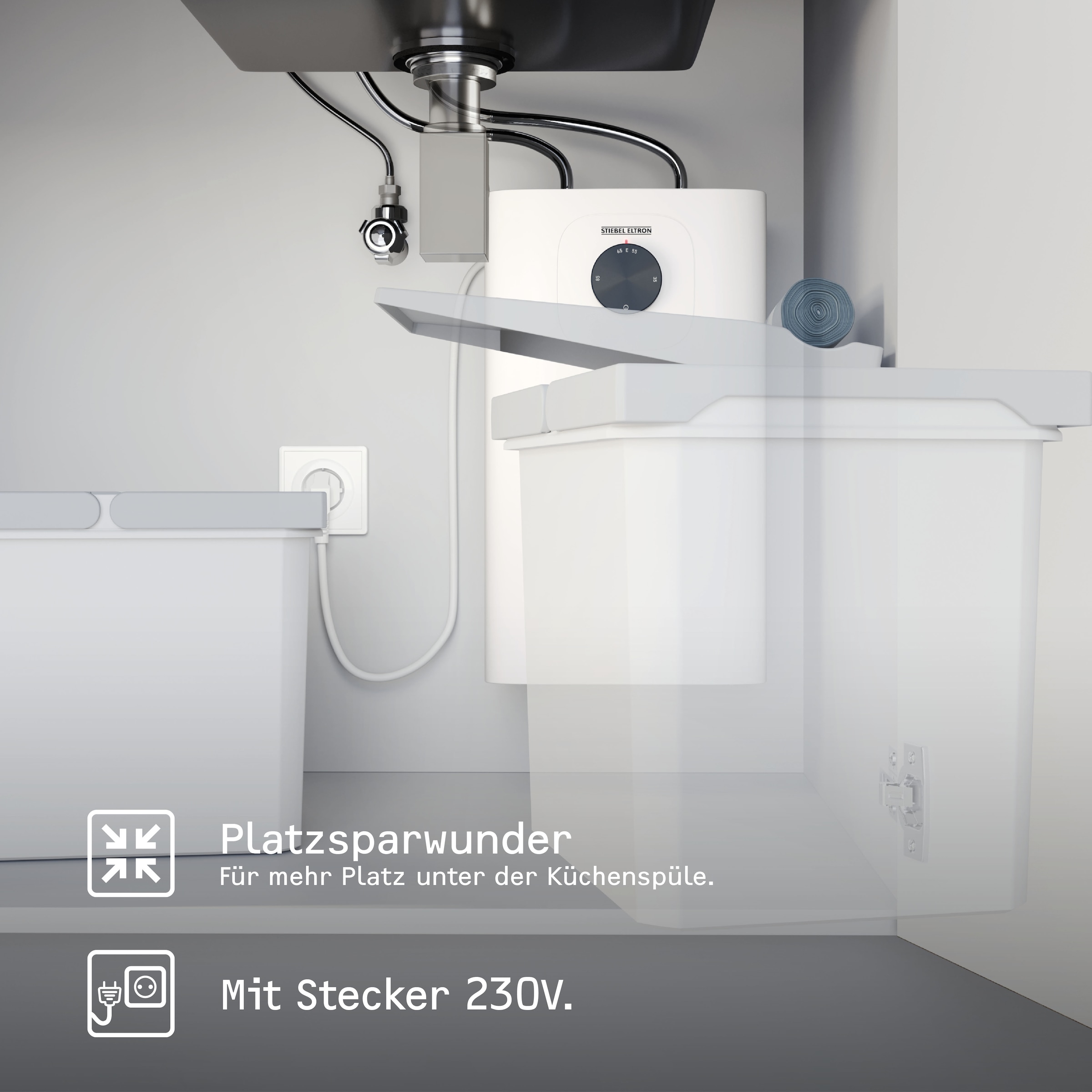 STIEBEL ELTRON Kleinspeicher »Boiler SNU 5 Plus+MAE-B Wasserhahn«, 5 l, antitropf + thermostop-Funktion