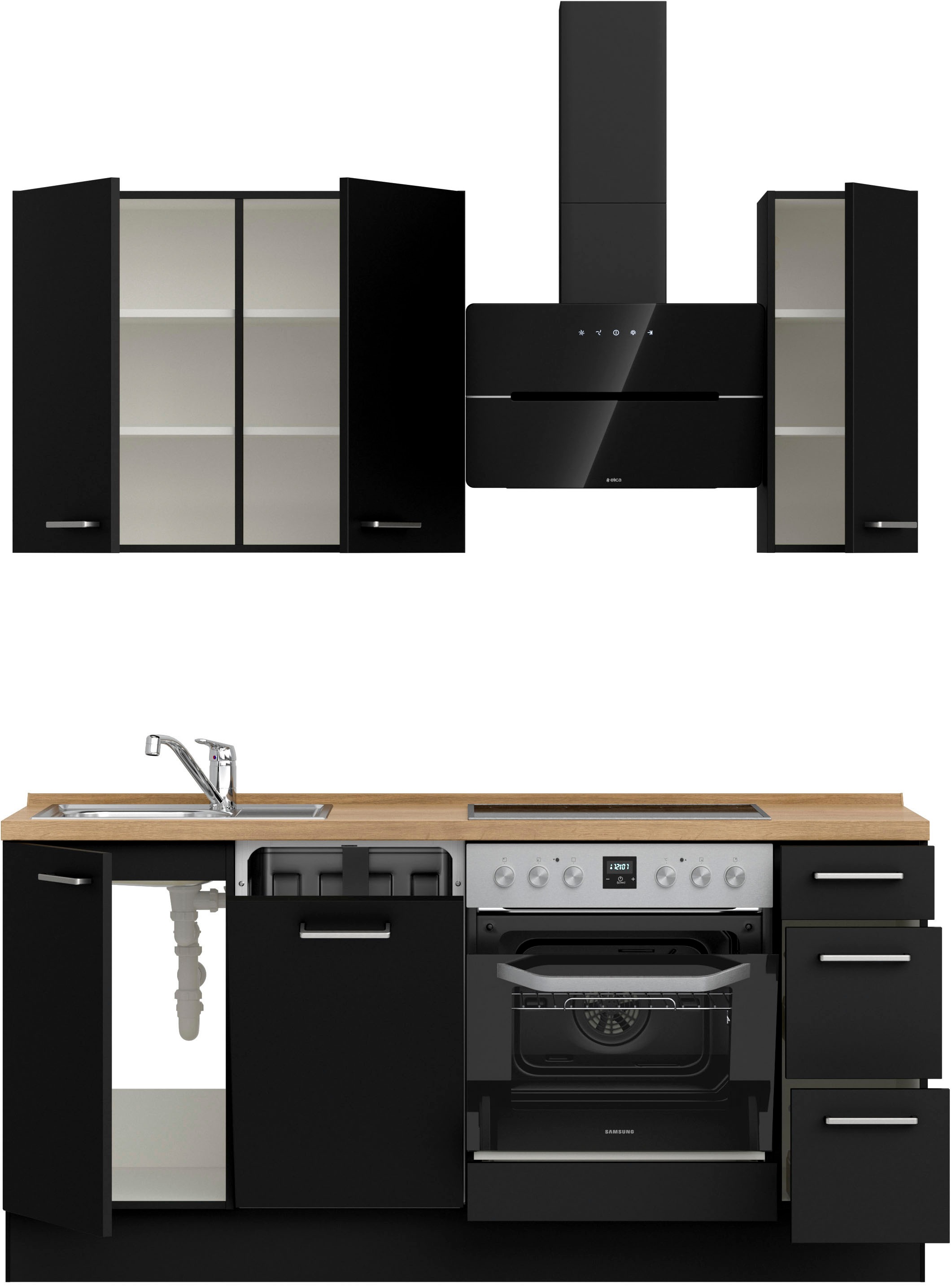 nobilia® Küchenzeile »"Touch II"«, vormontiert, Ausrichtung wählbar, Breite 180 cm, wahlw. mit E-Geräten