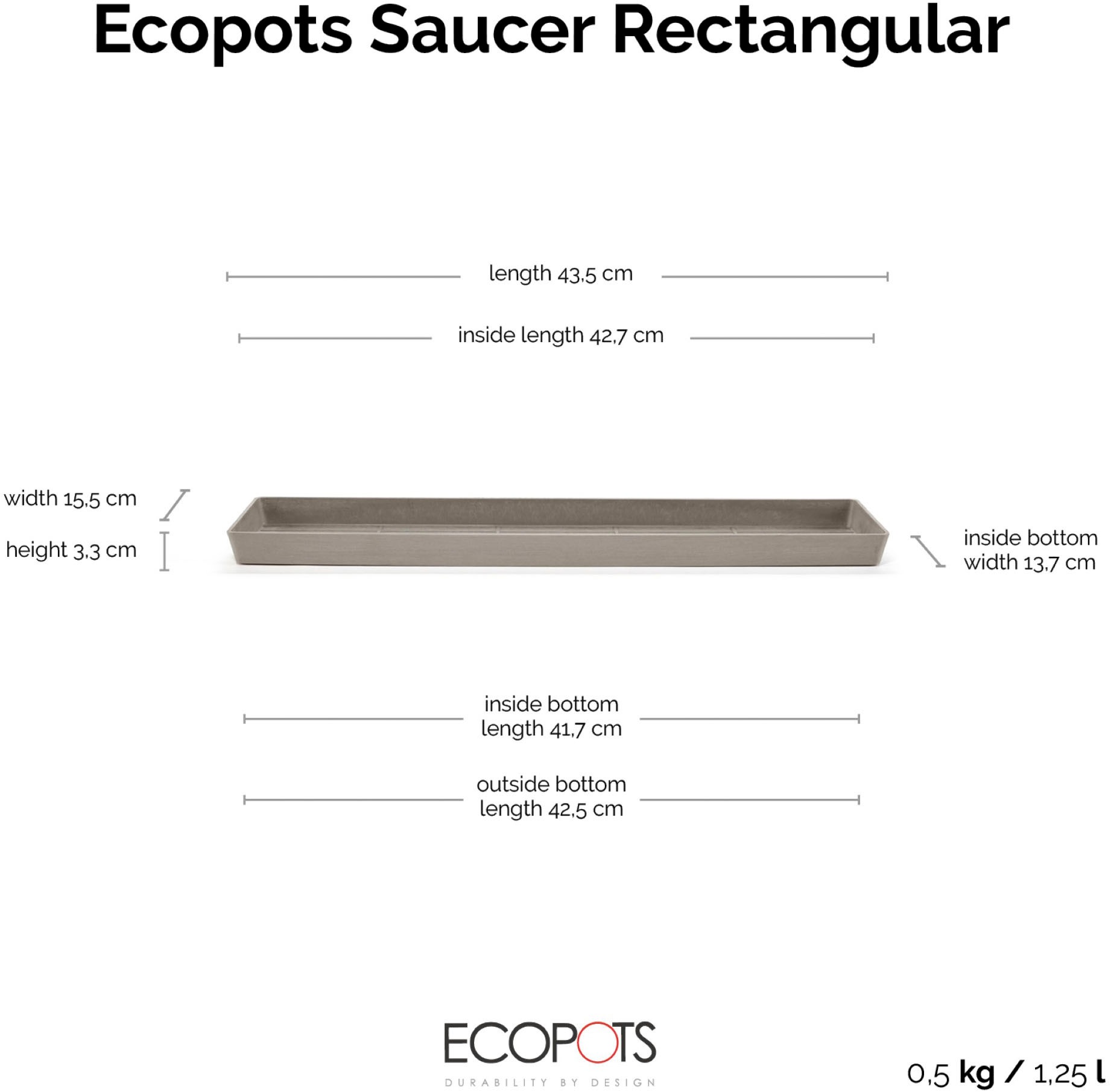 ECOPOTS Topfuntersetzer »Rechteckig 45 Taupe« für innen und außen: frostsicher, bruchsicher und lichtbeständig