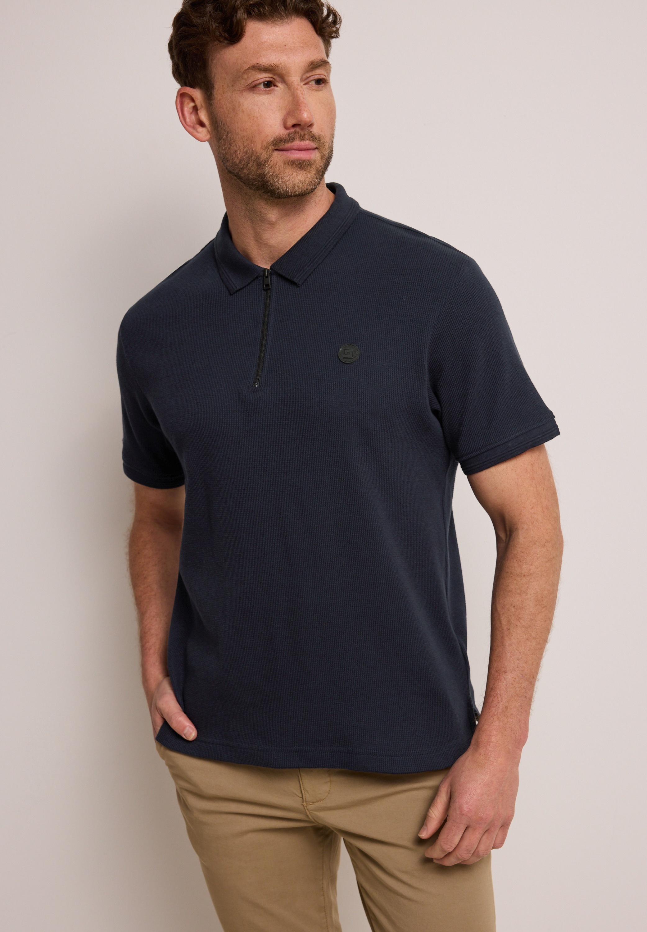 STREET ONE MEN Poloshirt mit Waffelstruktur