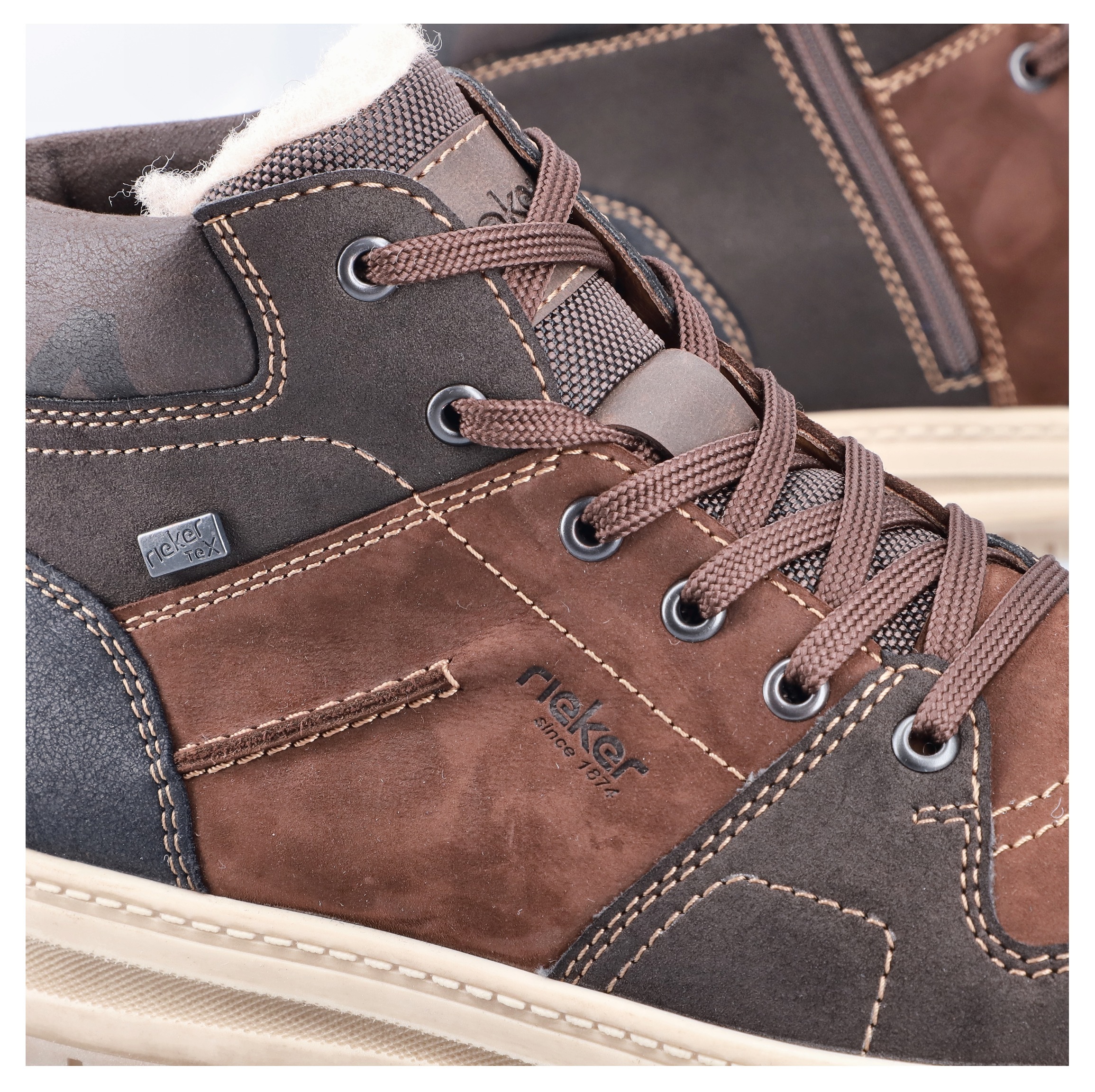 Winterboots RIEKER, Herren, Gr. 43, braun (dunkelbraun kombiniert), Leder, Lederimitat, Textil, Schuhe Winterboots, Sneaker, Schnürboots - 150 Jahre RIEKER Jubiläumsartikel 3