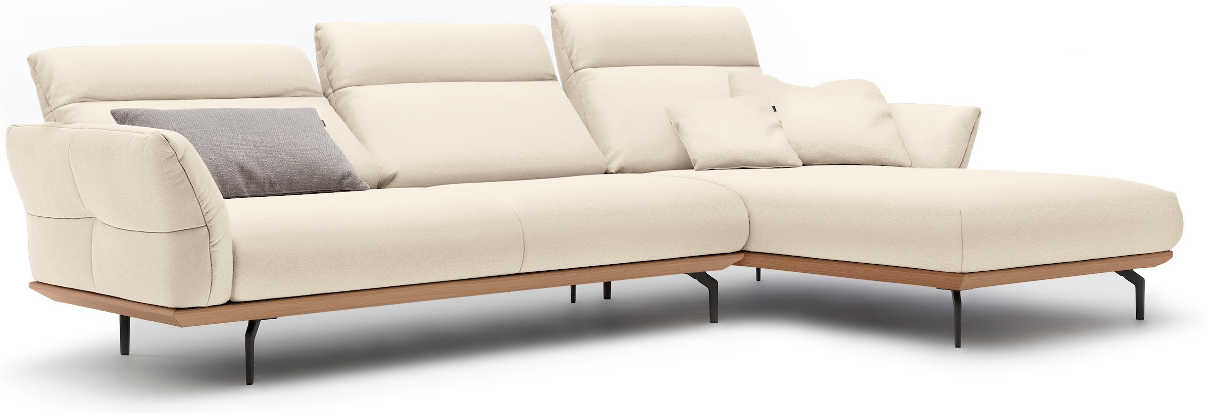 Creation BY ROLF BENZ Ecksofa »CR.460«, Sockel in Eiche, Winkelfüße in Umbragrau, Breite 318 cm