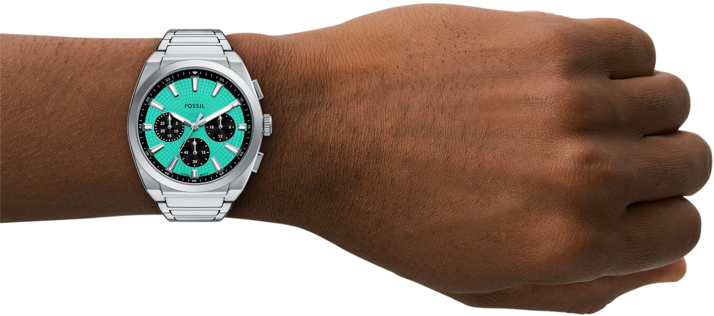 Fossil Chronograph »EVERETT«, Quarzuhr, Armbanduhr, Herrenuhr, Edelstahlarmband, analog