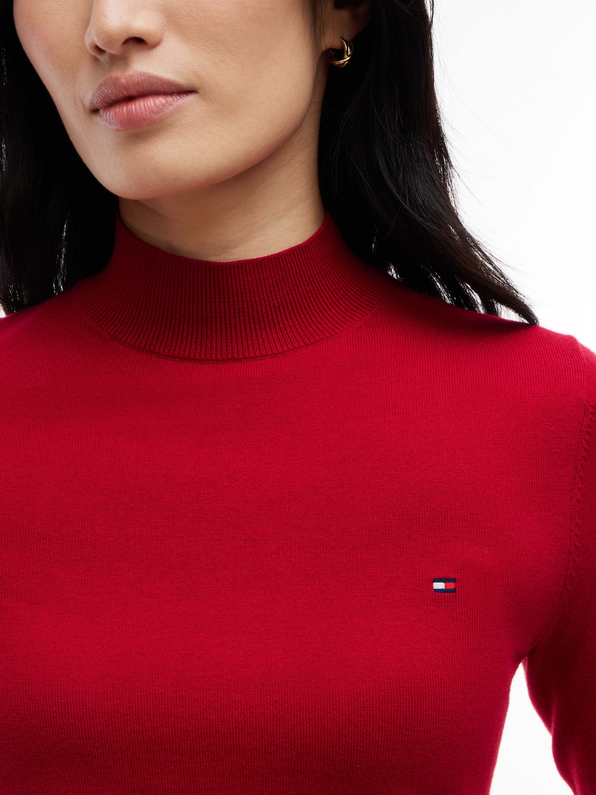 Tommy Hilfiger Strickpullover »COTTON JERSEY SLIM MK-NK SWT« Baumwollmischung, slim fit