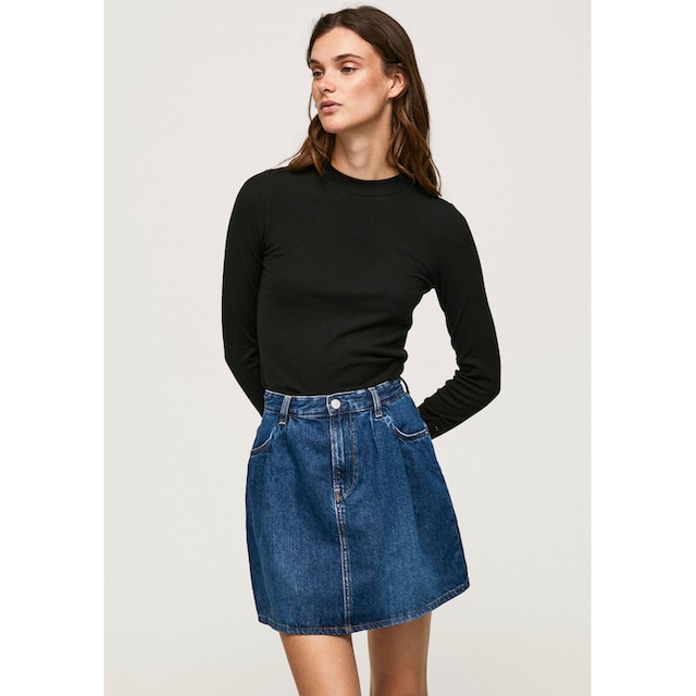 | Pepe Jeans online kaufen Rippstruktur in feiner Stehkragen, Langarmshirt, BAUR mit