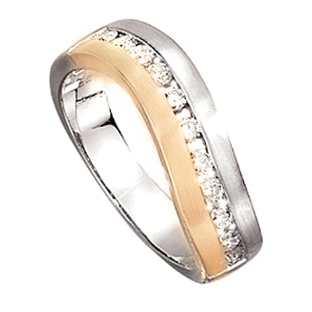 JOBO Fingerring »Ring mit 11 Diamanten«, 585 Gold bicolor kaufen | BAUR