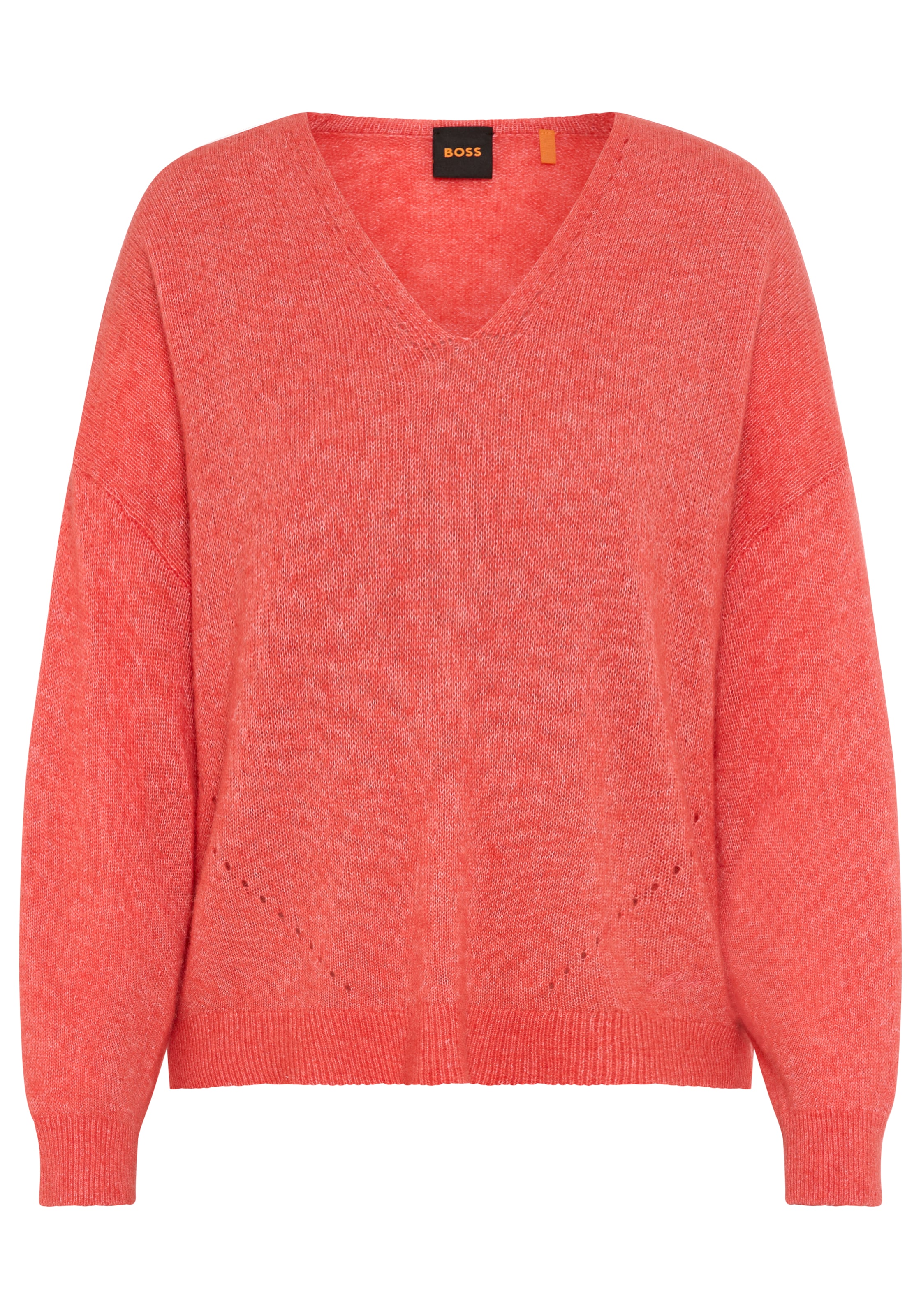 BOSS ORANGE Strickpullover "Foletta Premium Damenmode", V-Ausschnitt, Ajour günstig online kaufen