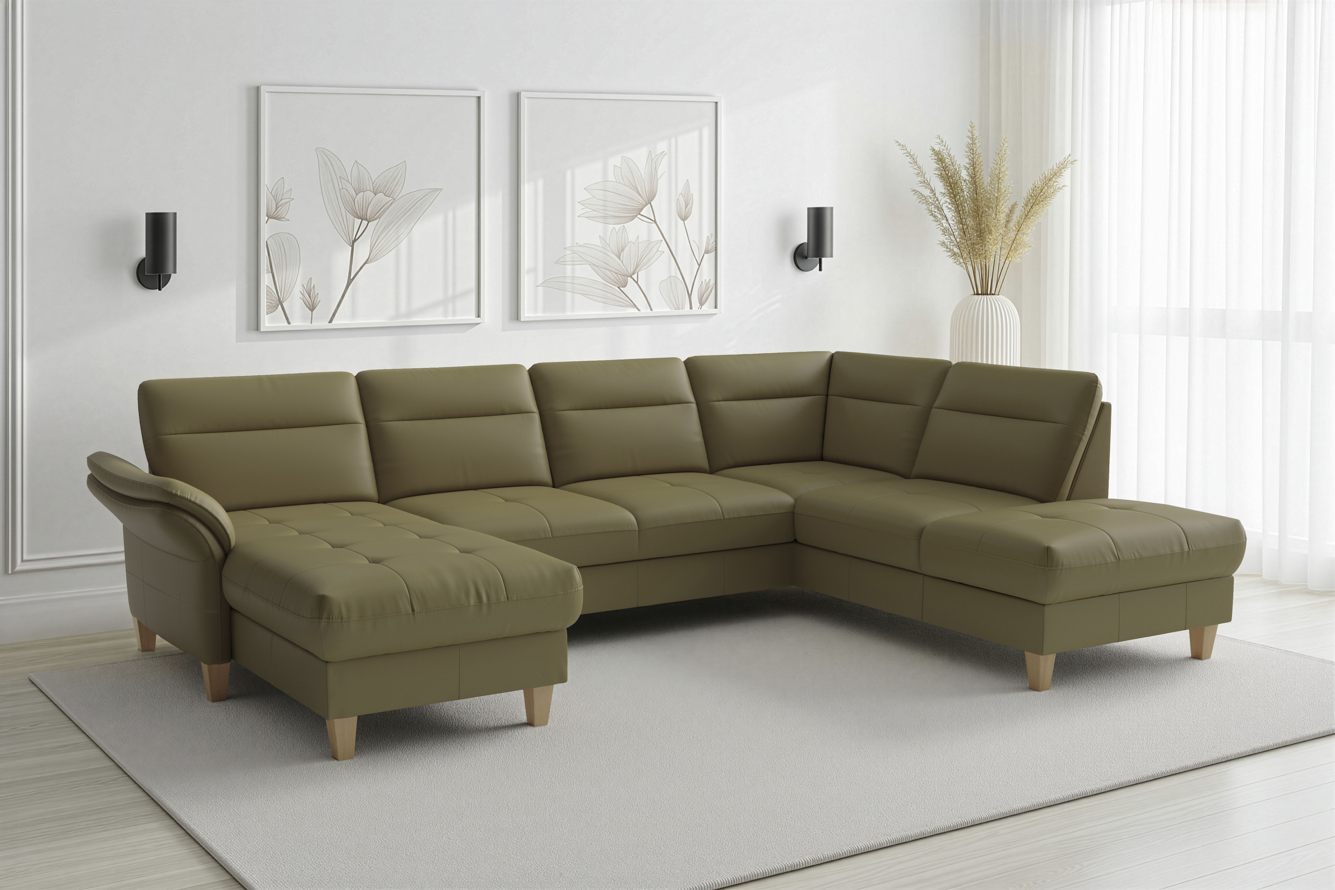 sit&more Wohnlandschaft "Pamela U-Form, B: 292 cm, optional Schlaffunktion & Bettkasten, Leder"