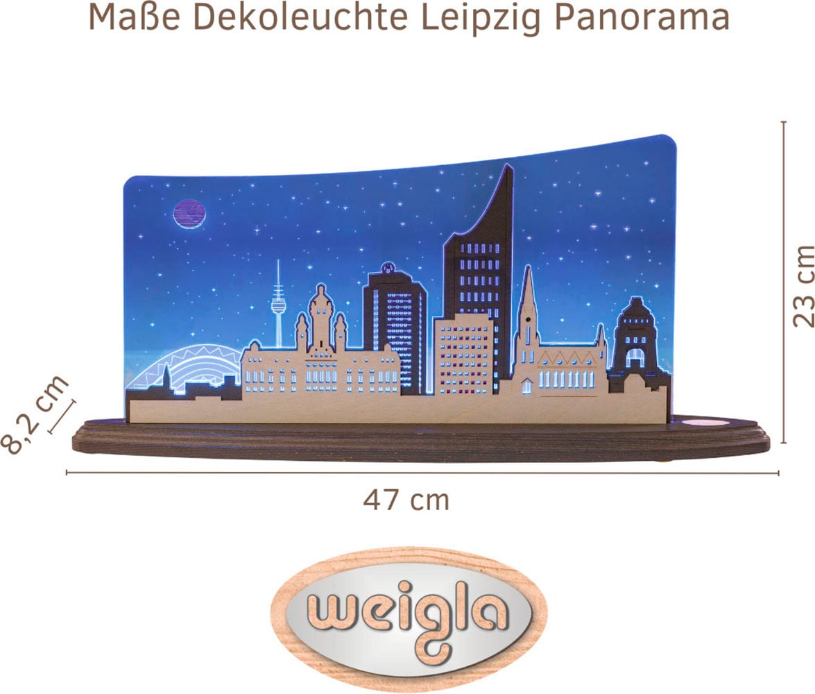 Weigla LED Dekolicht »Leipzig Panorama, Holz & Acrylglas, BLAU-GRAU-WEIẞ«, Leuchtmittel LED-Modul | LED wechselbar, Erzgebirge garantiert, Dekolampe für Innen, Dekoleuchte