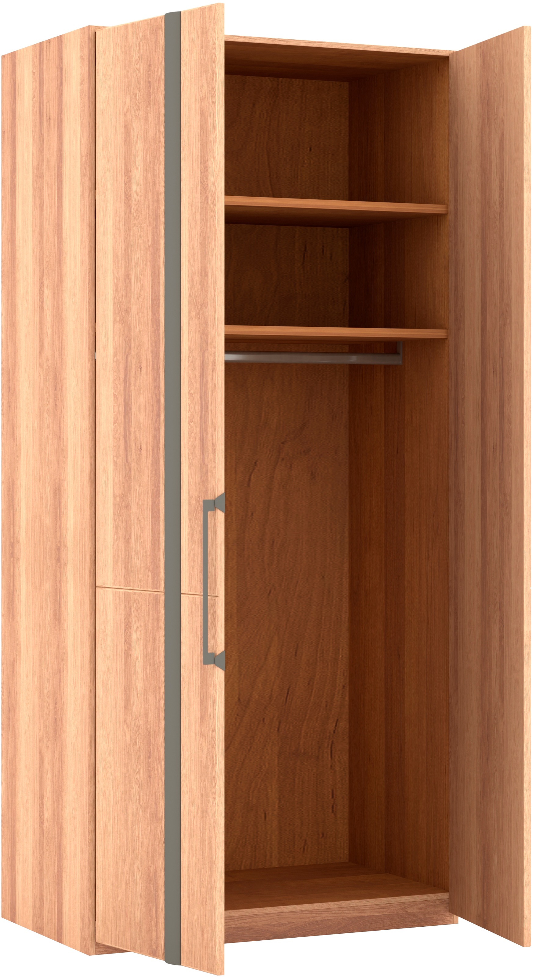 Musterring Drehtürenschrank »Sorrent, Kleiderschrank, teilmassiv Eiche«, (mit Türdämpfern, in 5 Breiten & 2 Höhen, extra Böden, MADE IN GERMANY), Türen in Eiche massiv mit Absetzung in Schiefer, verschiedene Maße