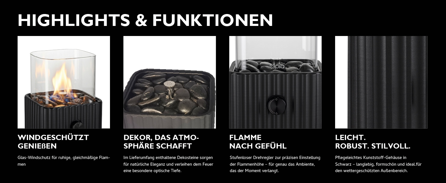 Tepro Feuerstelle »Tisch-Gasfeuerstelle mit Dekosteinen«