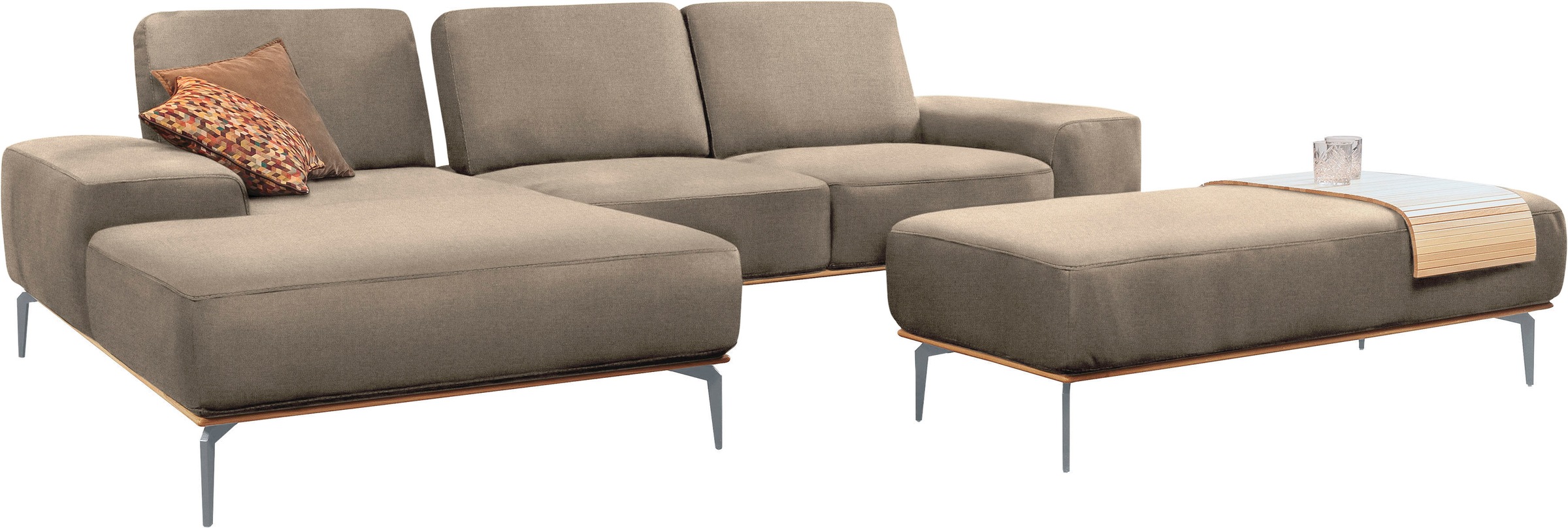 W.SCHILLIG Polsterhocker »run«, mit elegantem Holzsockel, Füße in Silber matt, Breite 150 cm
