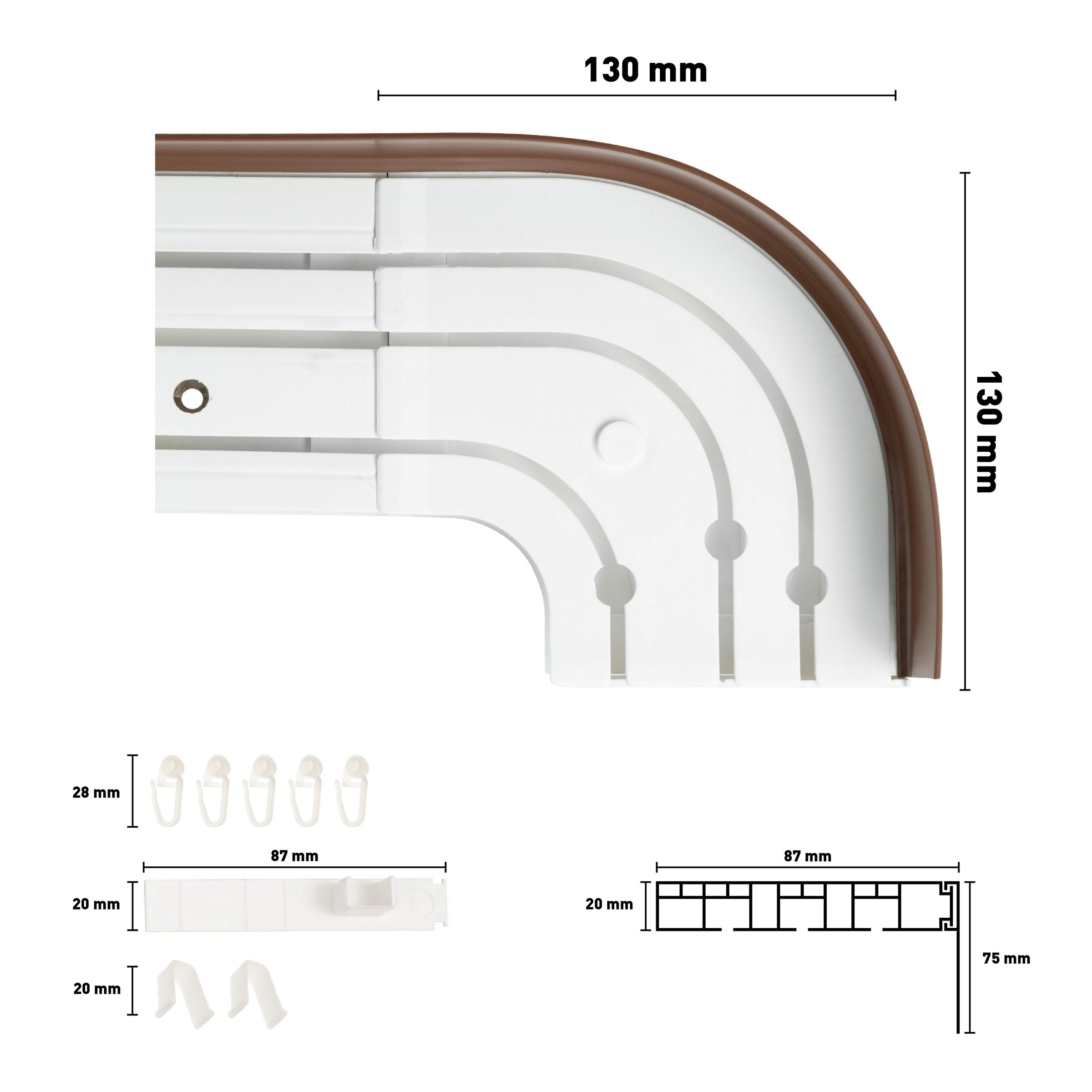 SN DECO GROUP Gardinenschiene »SH3 mit Blende 7,5 cm«, 3 läufig-läufig, Fixmaß, mit Blende 7,5 cm