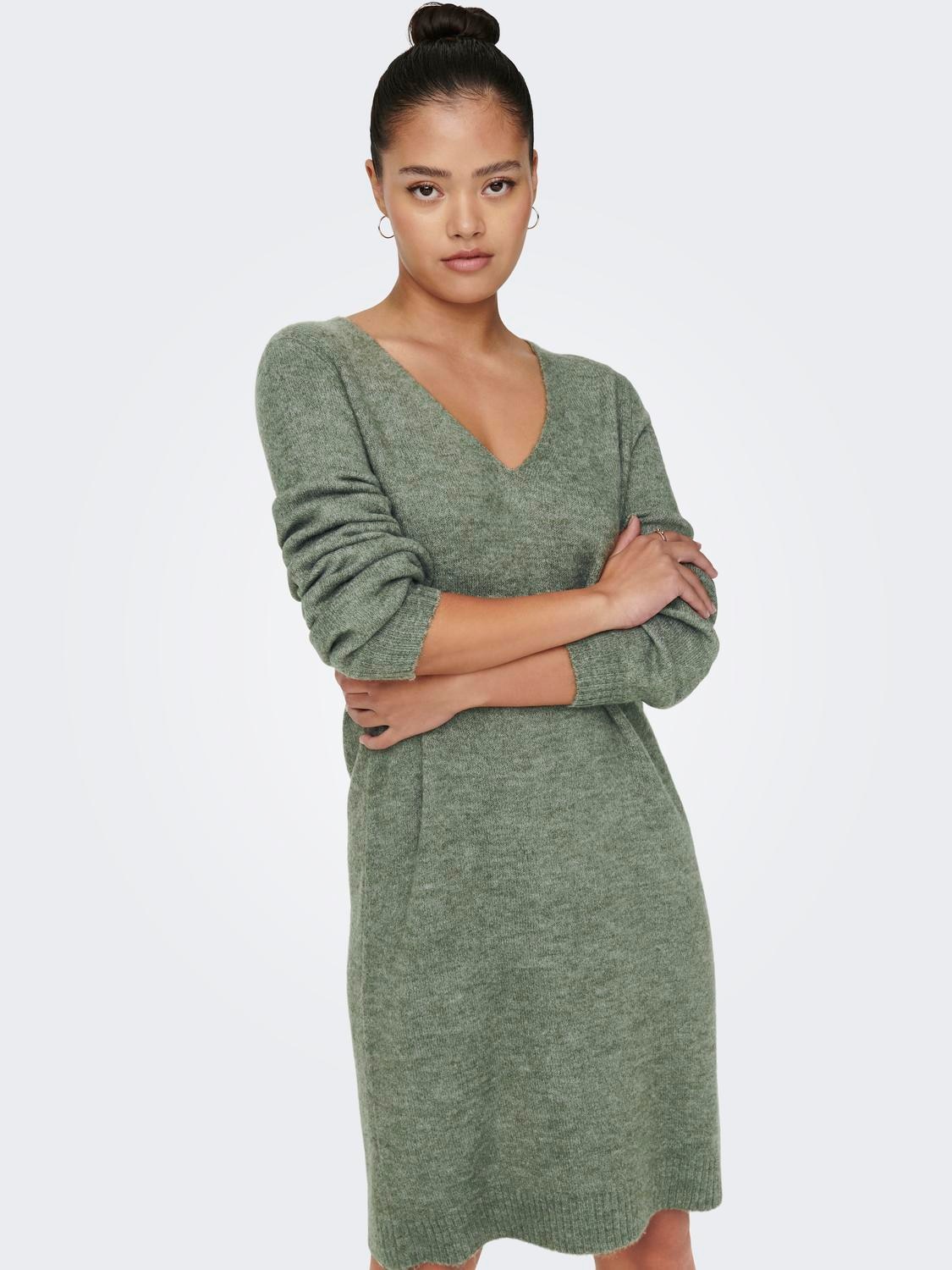 JDY Strickkleid "JDYELANORA L/S V-NECK DRESS KNT NOOS" günstig online kaufen