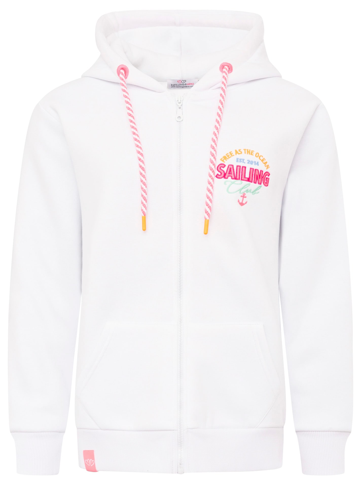 Zwillingsherz Kapuzensweatjacke »"Sailing Club"«, Kapuzensweatjacke mit großer SAILING Applikation am Rücken und Tasche