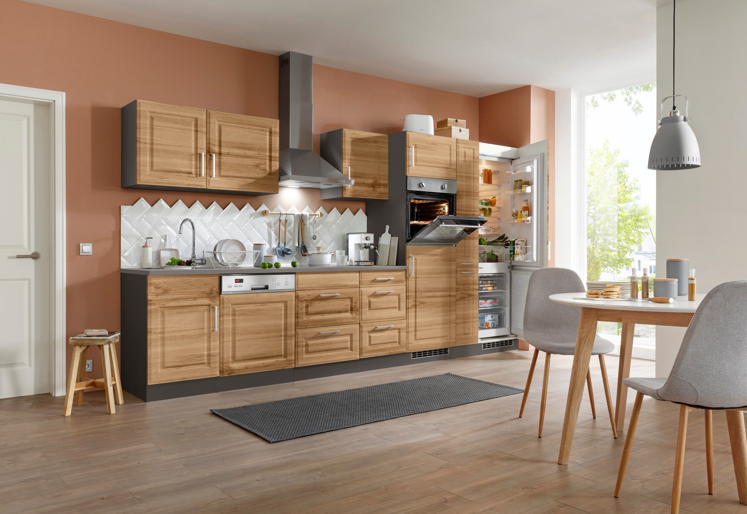 HELD MÖBEL | im Breite »Stockholm«, mit 370 MDF kaufen hochwertigen Fronten Küchenzeile Landhaus-Stil BAUR cm