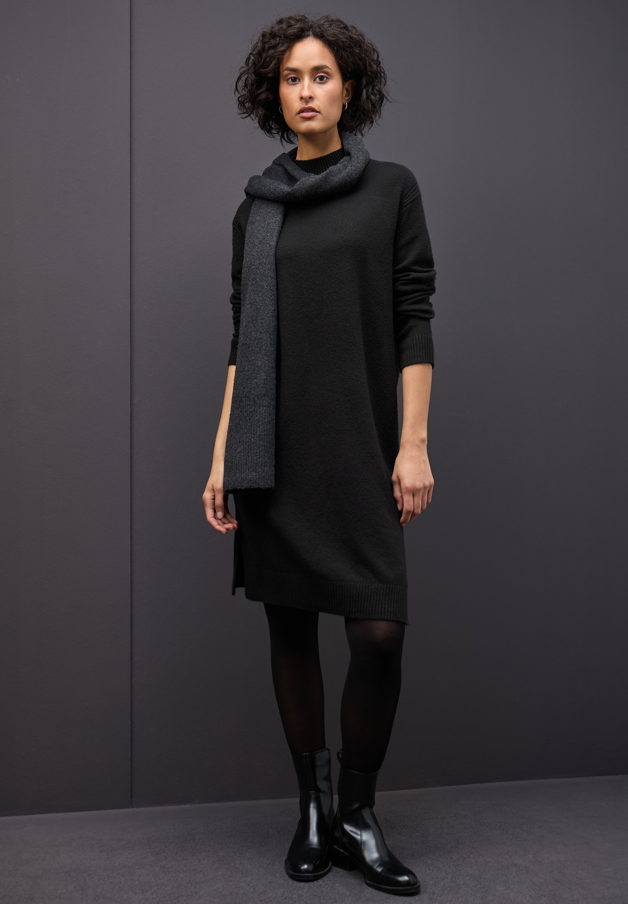 STREET ONE Strickkleid mit Rippbündchen