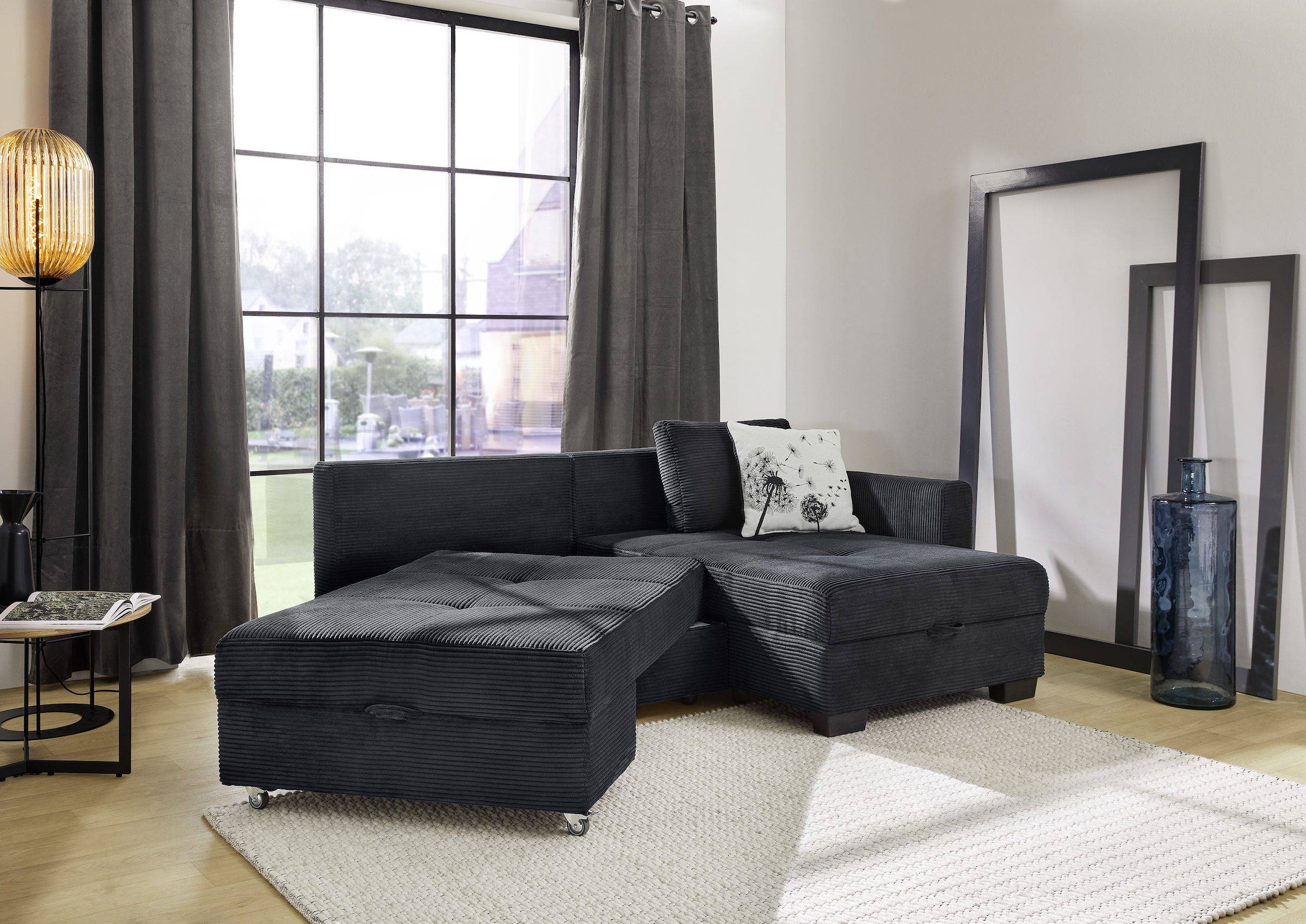 Jockenhöfer Gruppe Ecksofa »Fantasy, Dreh-Schwenk-Ottomane«, inklusive Relax- und Schlaffunktion, Ottomane links/ rechts montierbar