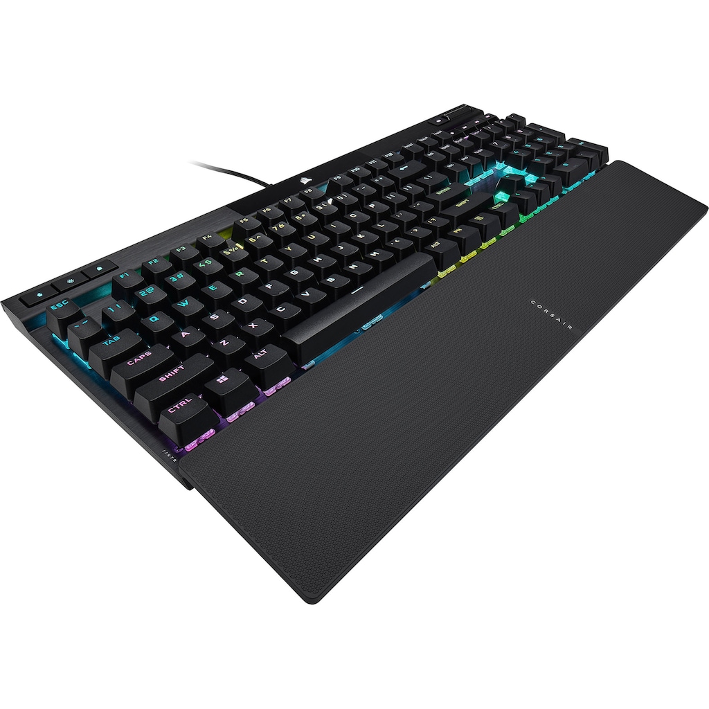 Corsair Gaming-Tastatur »K70 RGB PRO MX RED«, (Lautstärkeregler-Fn-Tasten-Multimedia-Tasten-USB-Anschluss-Ziffernblock-Windows-Sperrtaste-Handgelenkauflage)