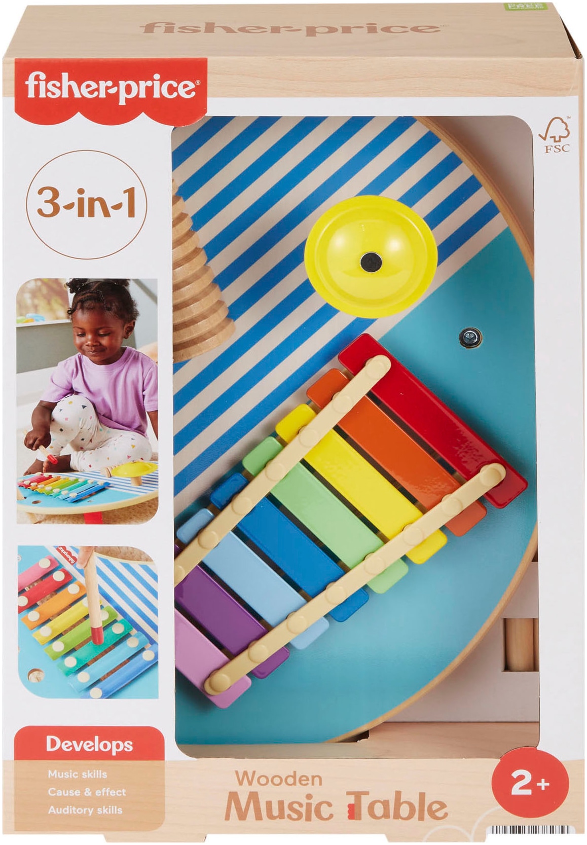 Fisher-Price® Spielzeug-Musikinstrument »Holz-Musiktisch mit Percussion-Instrumenten«