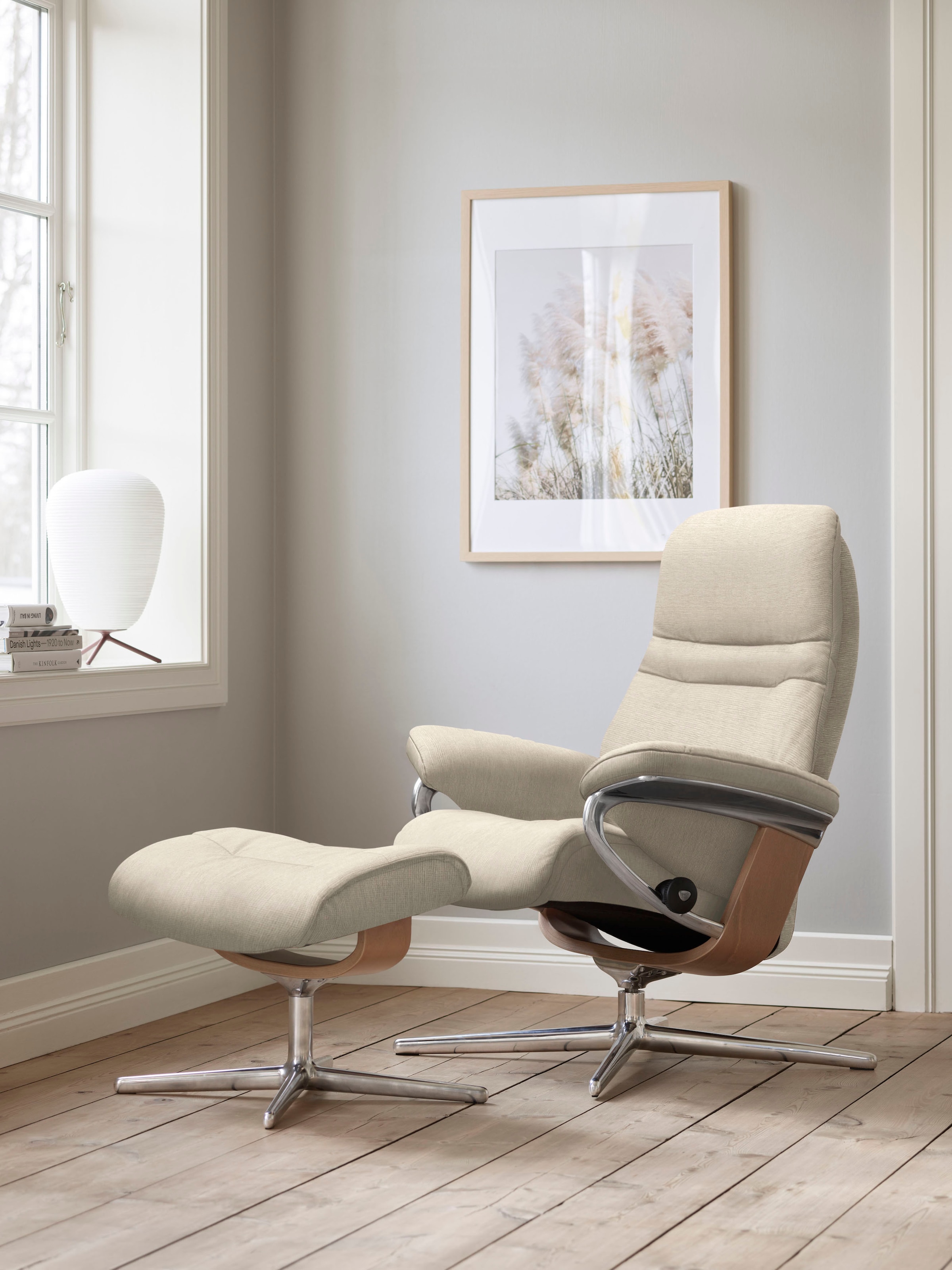 Stressless Fußhocker "Sunrise", mit Cross Base, Größe S, M & L, Holzakzent Eiche