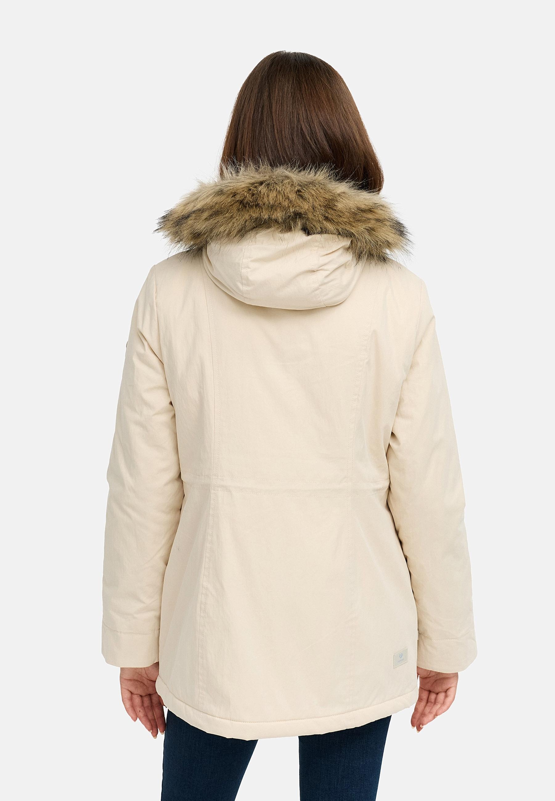 Ragwear Kurzmantel »Monadetta Warm«, Kurzer Wintermantel mit Kunstfellbesatz
