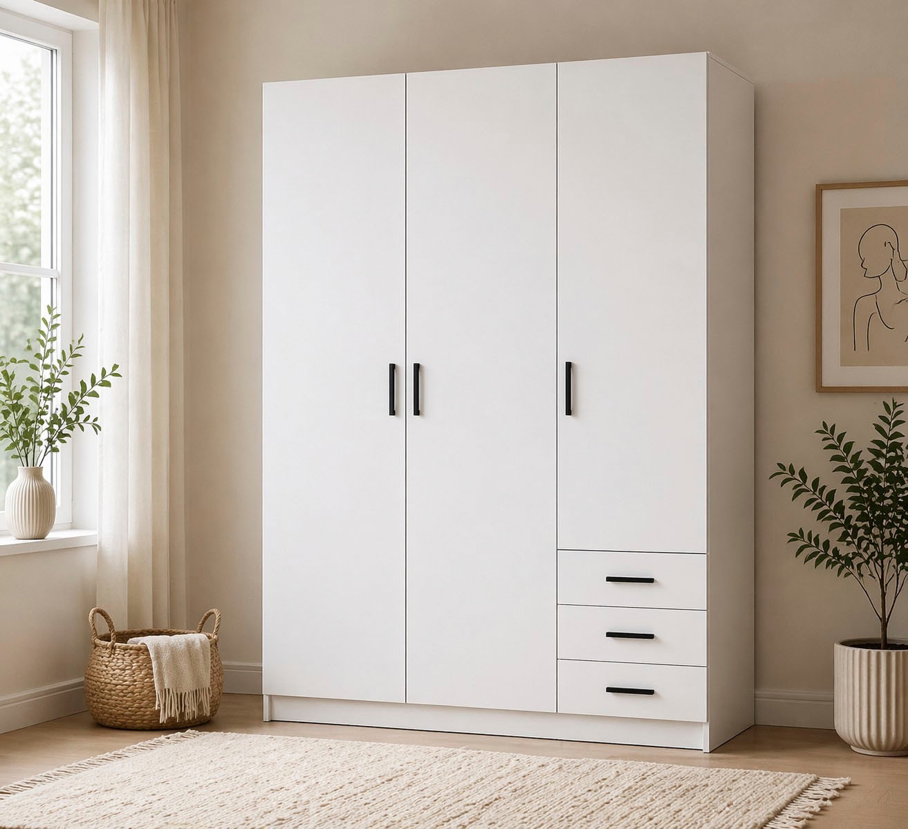 Home affaire Kleiderschrank "Sprint, viel Stauraum, robuste Qualität, 3 Breiten 98, 147, 195 cm" Breite 98,5/147 oder 195,5 cm, je mit Einlegeböden und Kleiderstange