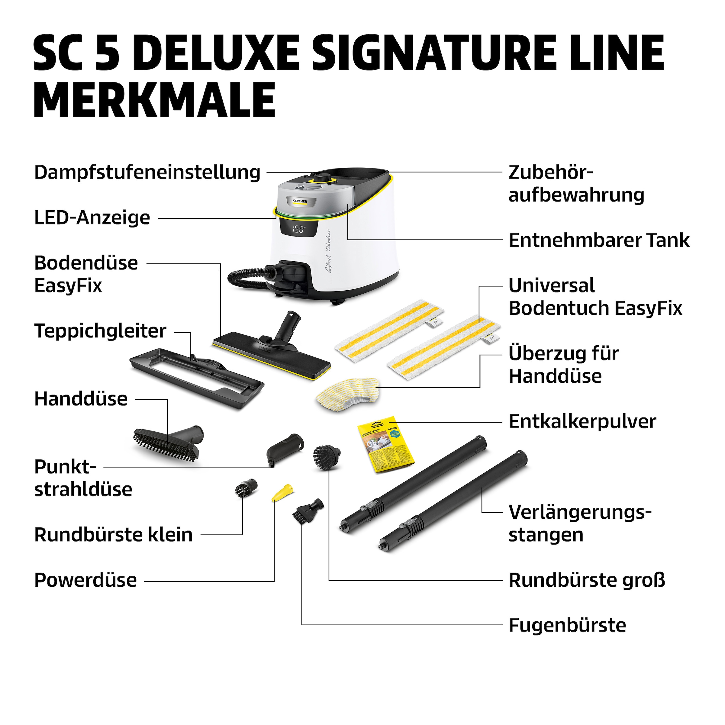 KÄRCHER Dampfreiniger »SC 5 DELUXE SIGNATURE LINE« Echtzeit-LED-Temperaturanzeige, VapoHydro-Funktion