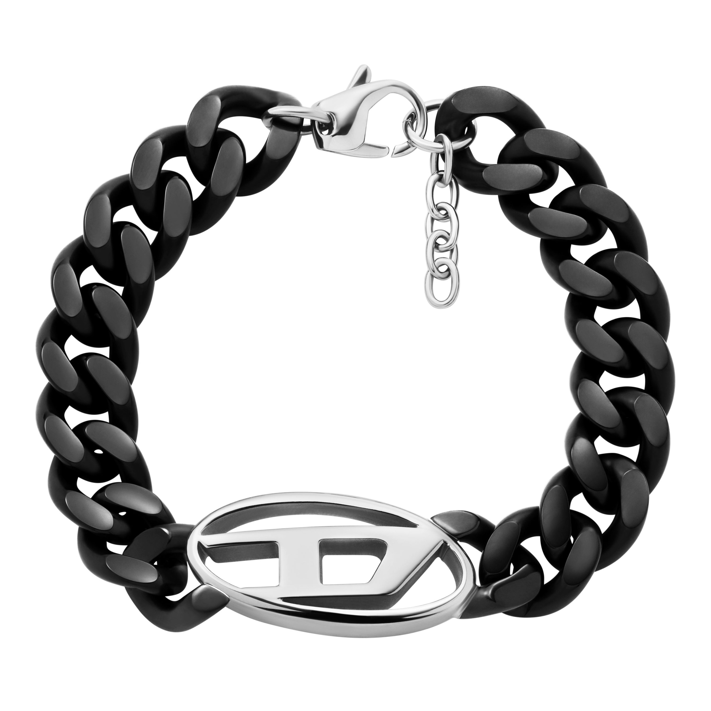 DIESEL Damen Armband "Schmuck Geschenk Edelstahl OVAL D LOGO", 20,5cm, Edelstahl, schwarz, Edelstahl, Armbänder