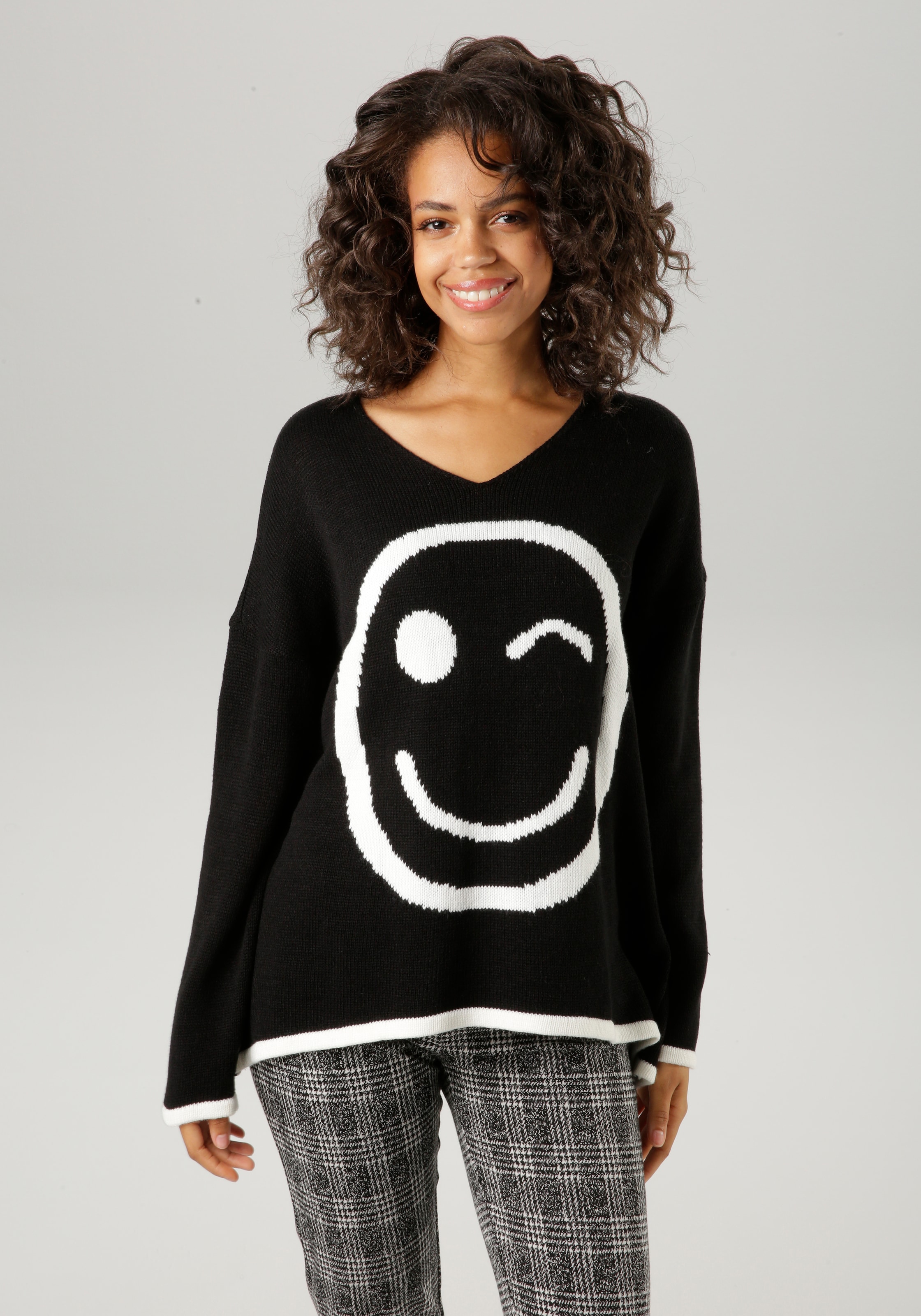 Strickpullover, mit eingestricktem Smiley - NEUE KOLLEKTION