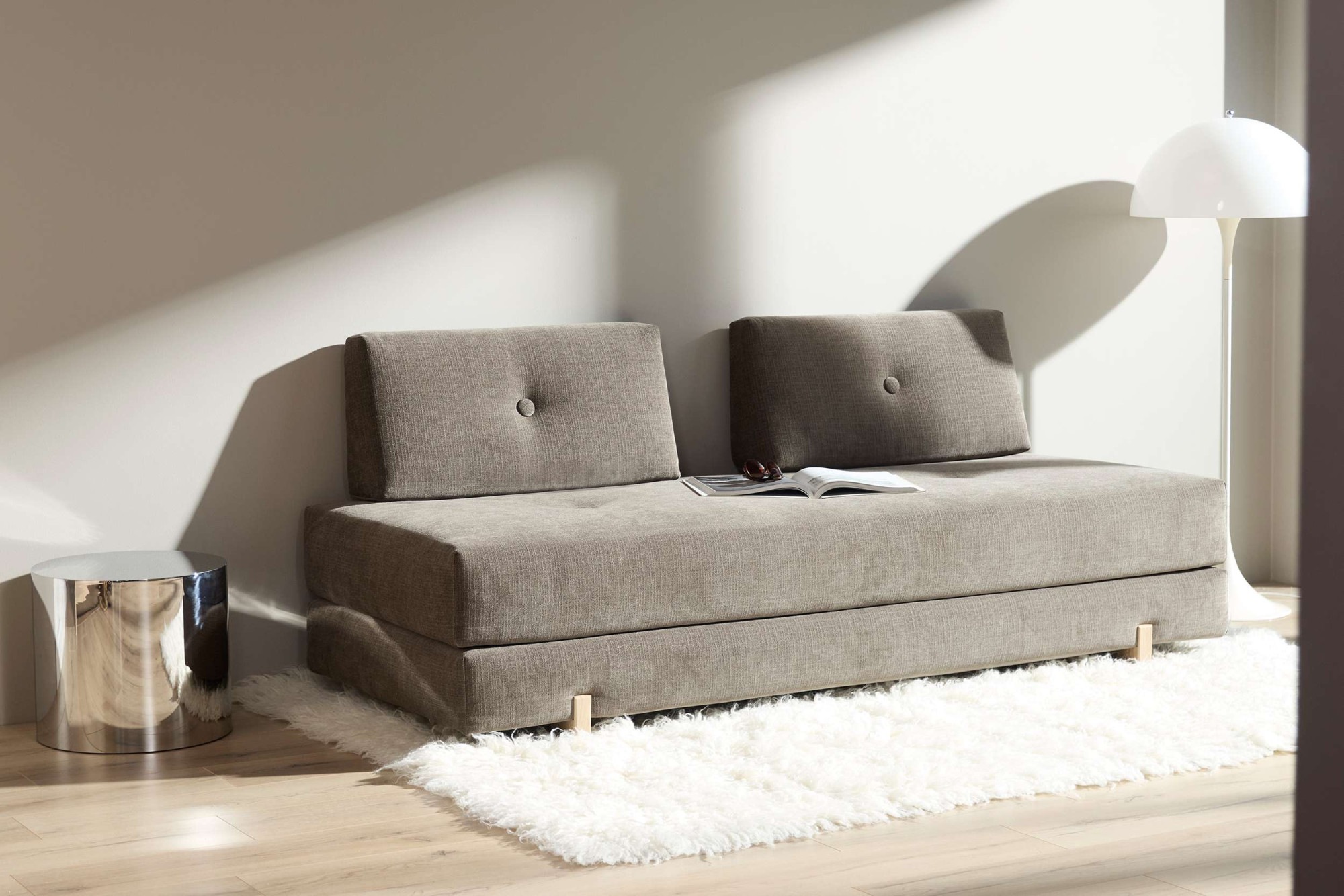 INNOVATION LIVING ™ Stapelliege »Sigmund 411 Eiche-Beine« Daybed mit zwei Federkernmatratzen, Fußteil schwarz