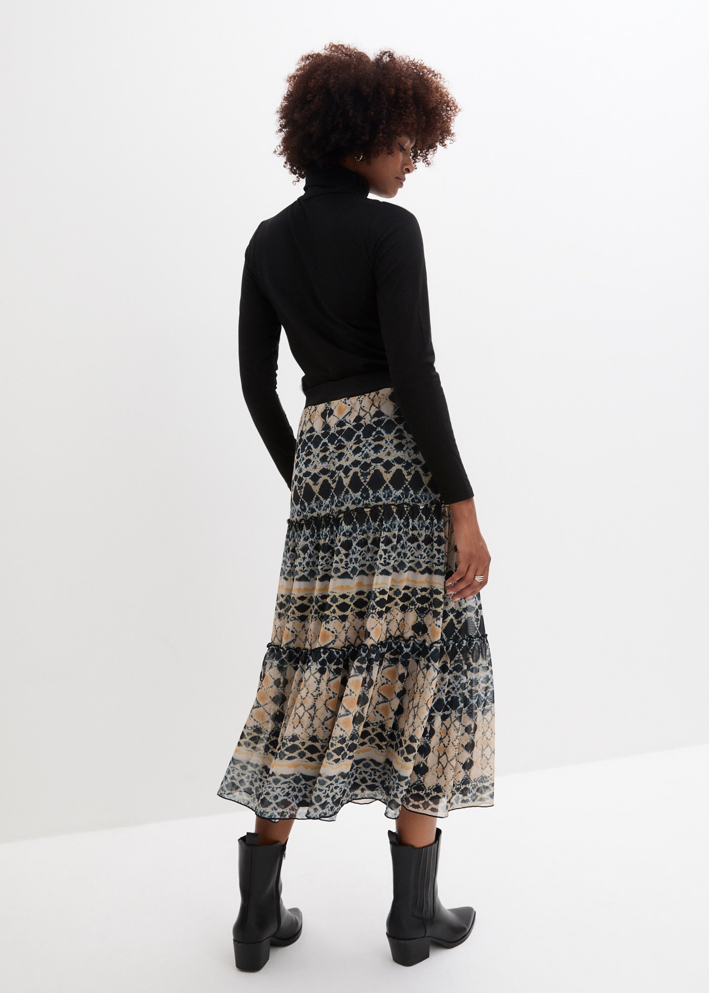 bonprix Stufenrock »Stufenrock« aus leichtem Materialmix, mit elastischem Bund, lockerer Schnitt