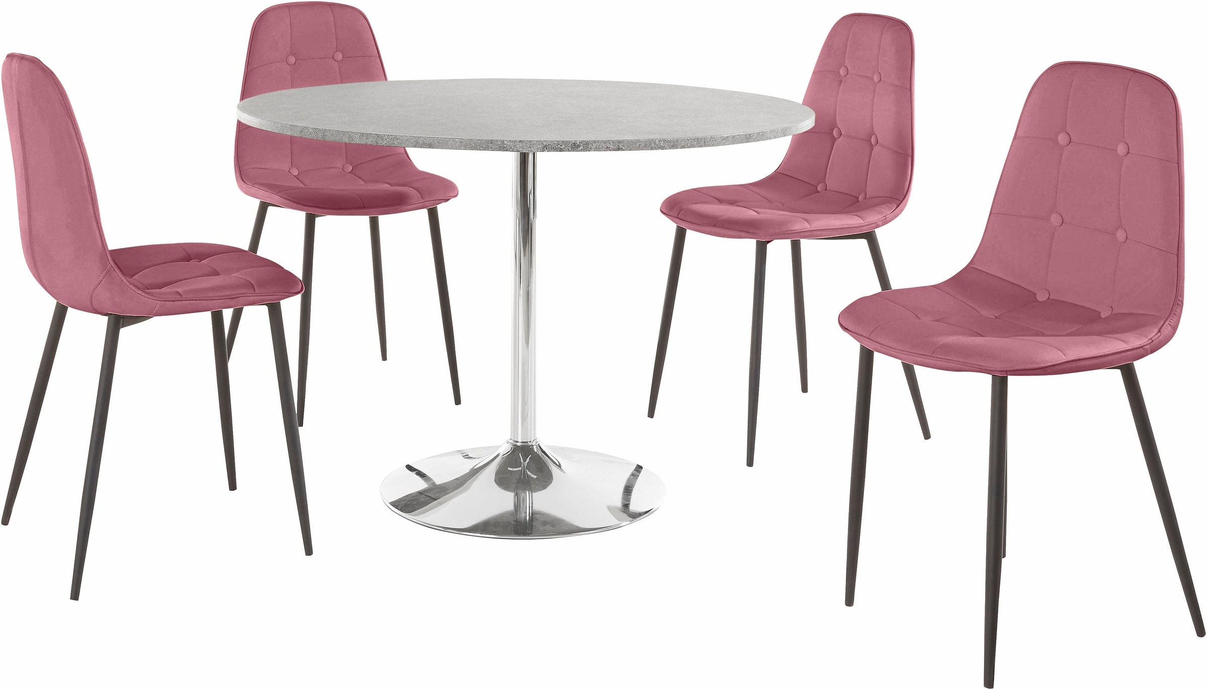 INOSIGN Essgruppe Set, 5 Stk. tlg. mit rundem Tisch im Zement-Optik günstig online kaufen