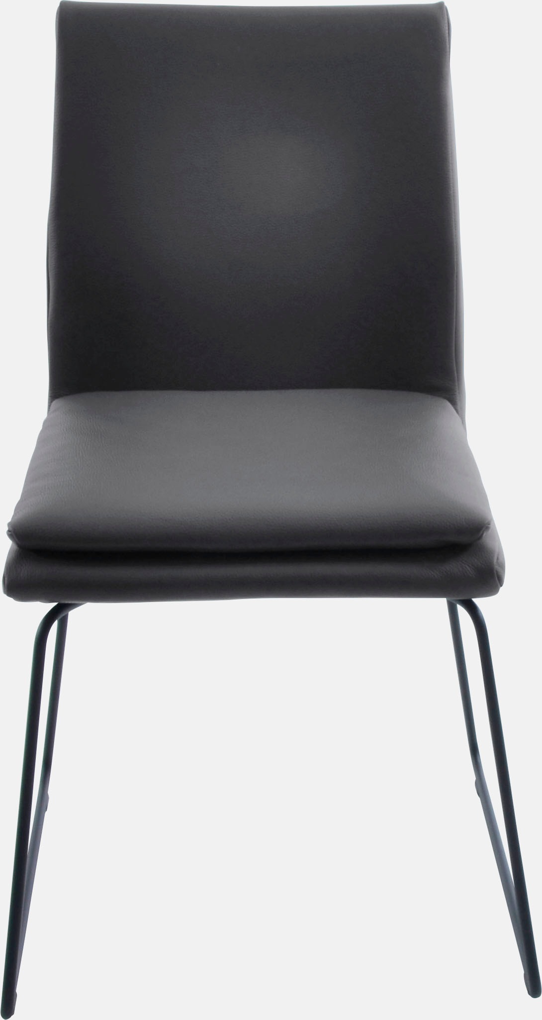 K+W Komfort & Wohnen Esszimmerstuhl "Creso Lederstuhl" () mit Sitzkissen und Rundrohrkufe in Metall schwarz Struktur