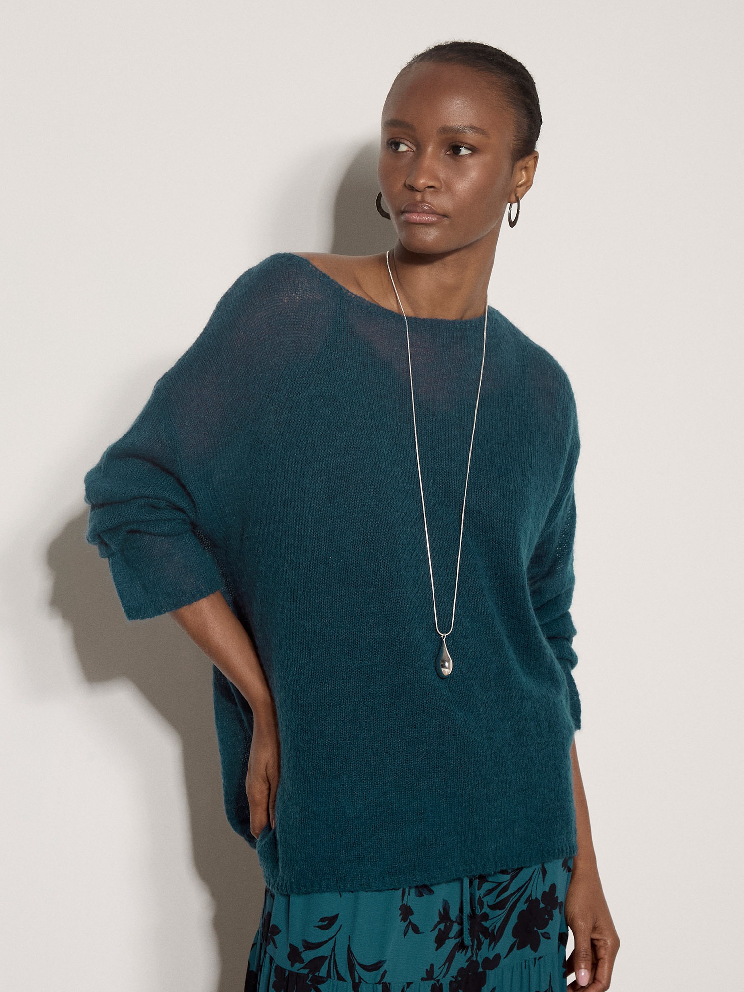 Apricot Strickpullover "Leichter, gebürsteter Oversize-Pullover" mit U-Boot-Ausschnitt