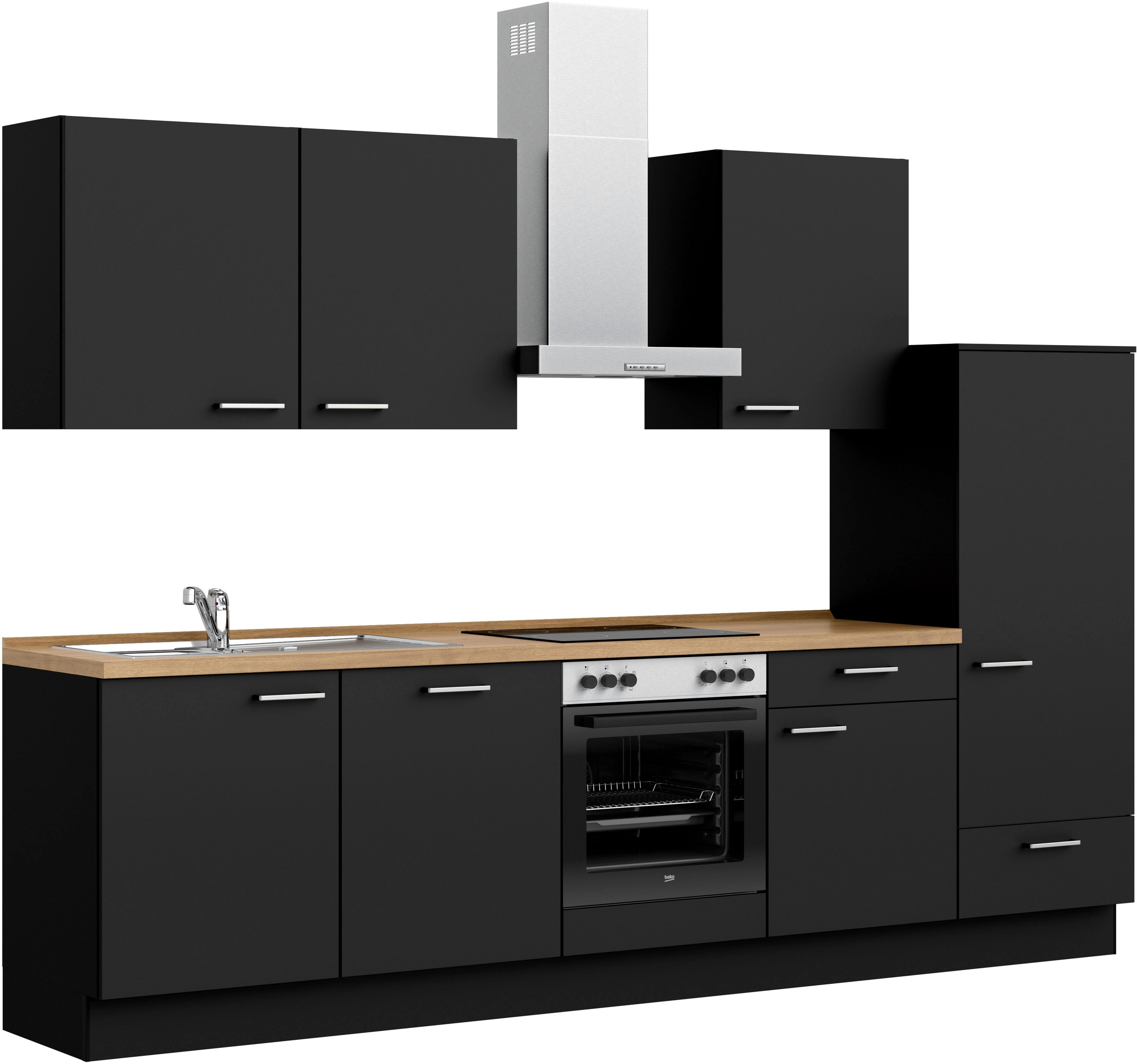 nobilia® Küchenzeile »"Touch I"«, vormontiert, Ausrichtung wählbar, Breite 300 cm, wahlw. mit E-Geräten
