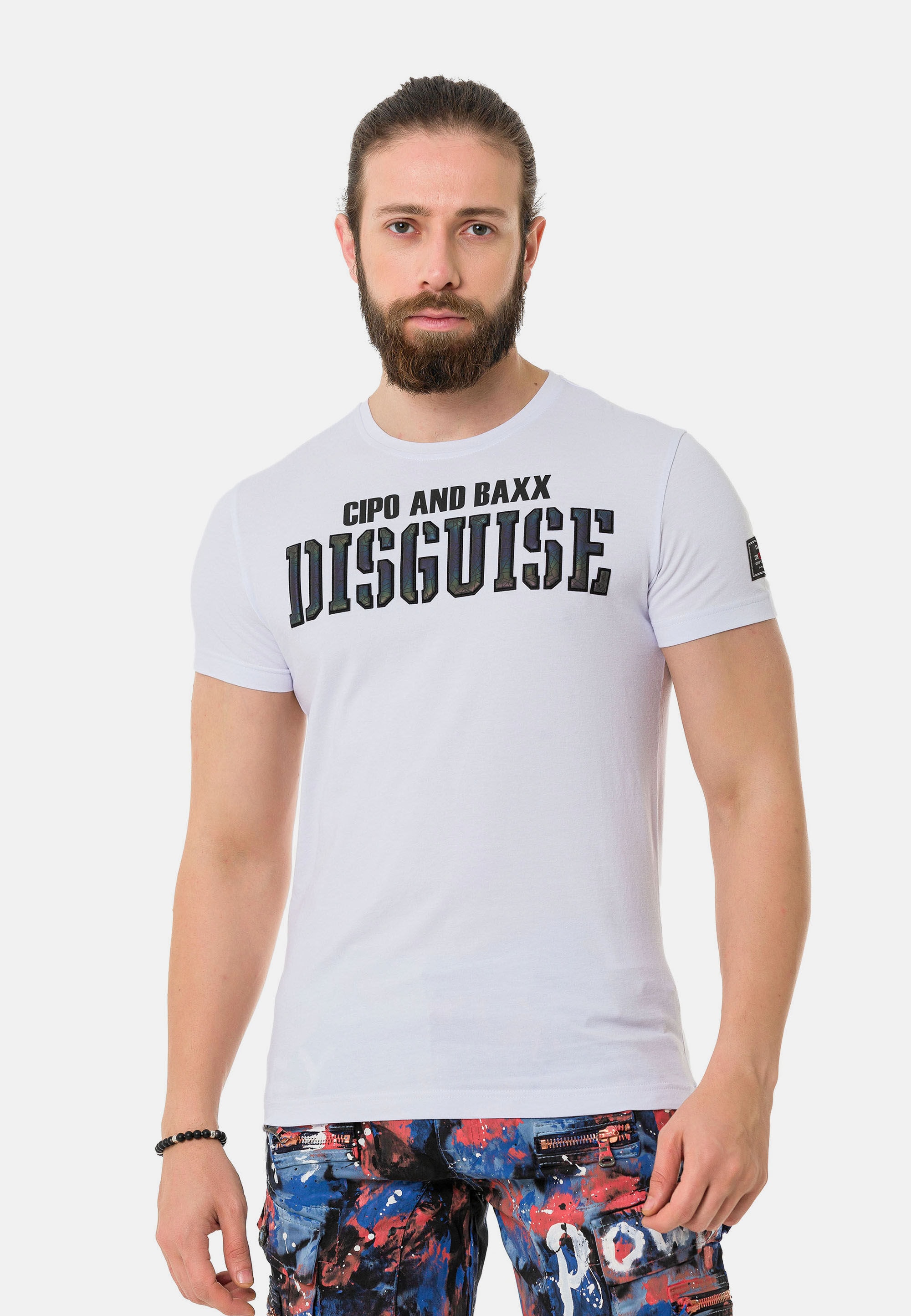 Cipo & Baxx T-Shirt »T-Shirt« mit Rundhals-Ausschnitt