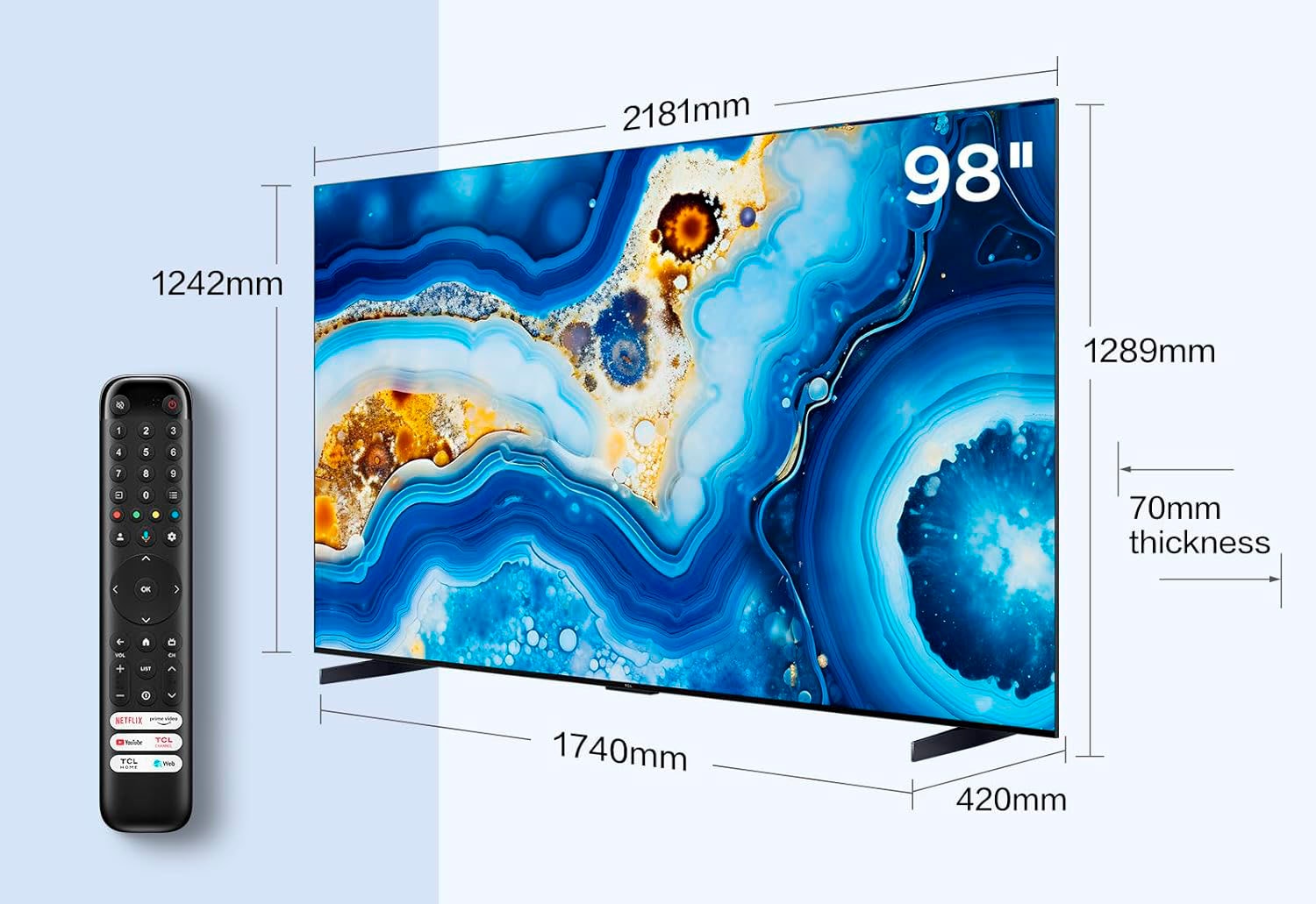 TCL Mini-LED-Fernseher »98C803X7«, 4K Ultra HD, Google TV-Smart-TV, QLED, Dolby Vision, Apple TV, Multi-HDR, Smart-TV, 144 Hz