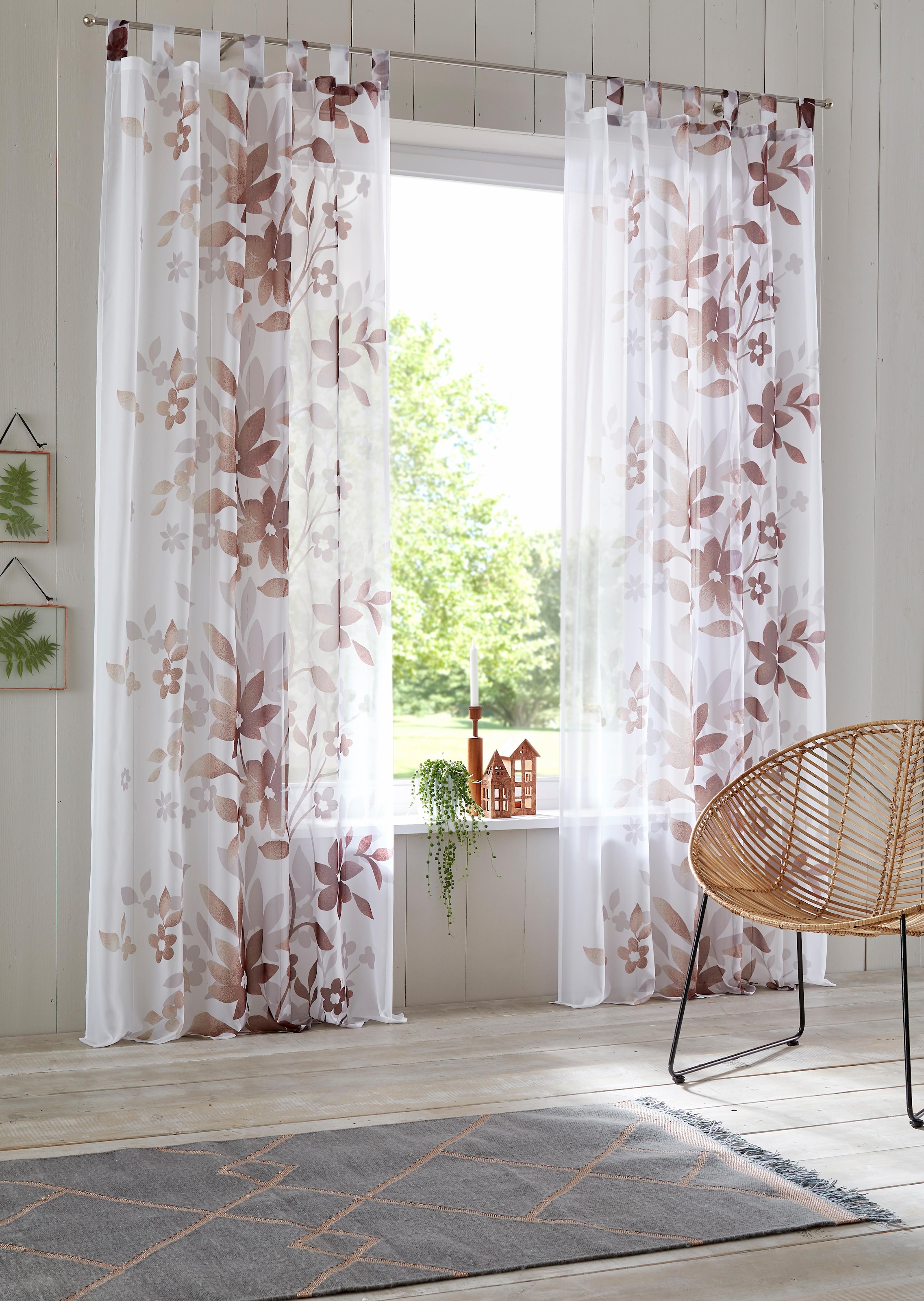 OTTO home Gardine "Ina" Schlaufen 2 Stk. tlg. 2-er Set, einseitig floral be günstig online kaufen
