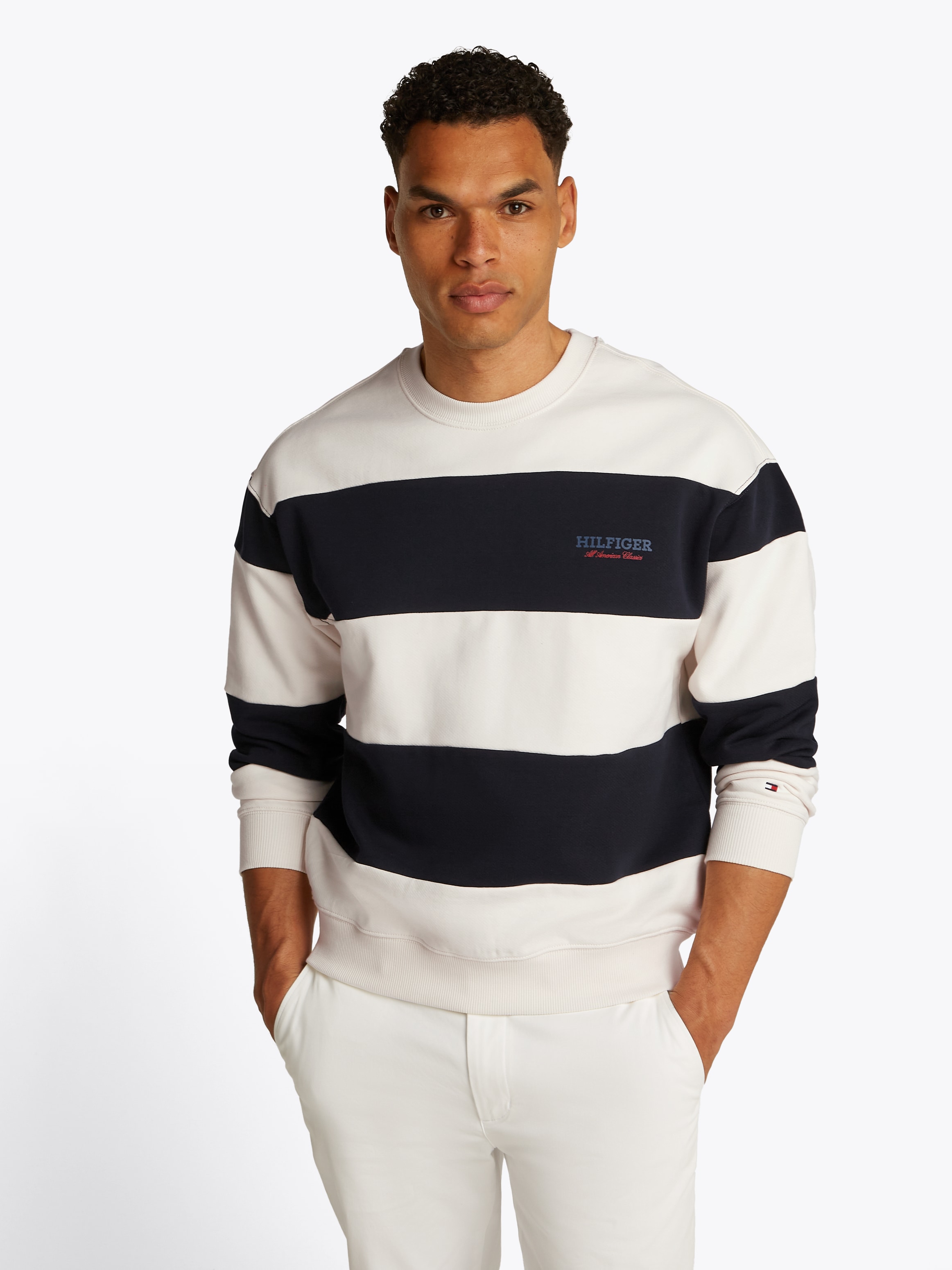 Tommy Hilfiger Sweatshirt "MONOTYPE STRIPE SWEATSHIRT", mit großen Blockstr günstig online kaufen