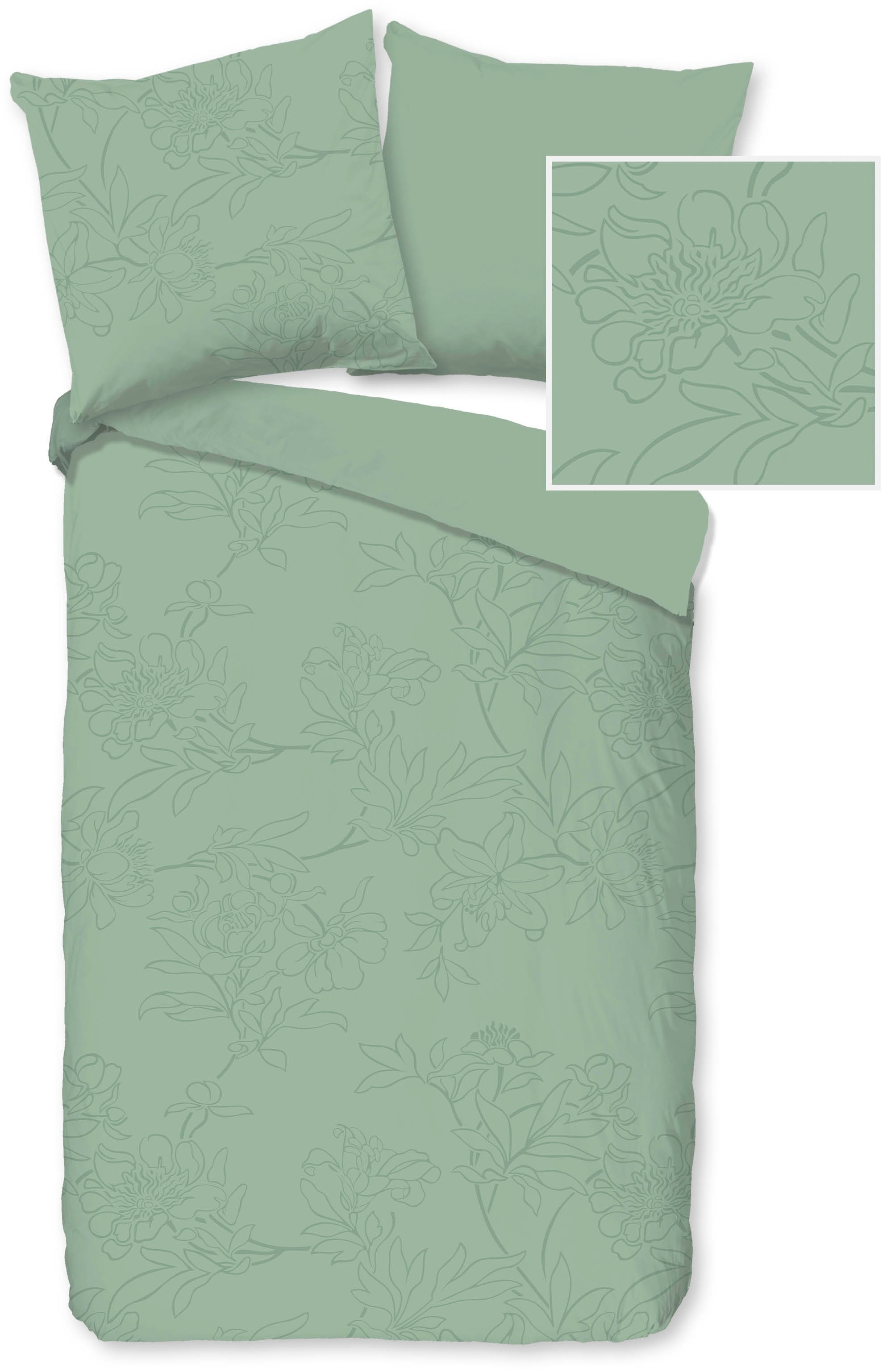 PURE luxury collection Wendebettwäsche »Den Haag« 2 Mikrofaser, Pflegeleicht, Reißverschluss, Wende, 3D, blume, uni muster