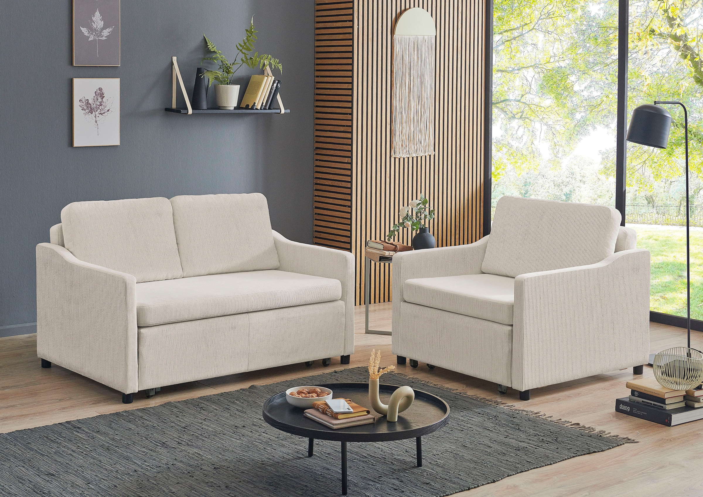 ATLANTIC home collection XXL-Sessel »Anella«, mit Cord-Bezug, mit Schlaffunktion, frei im Raum stellbar