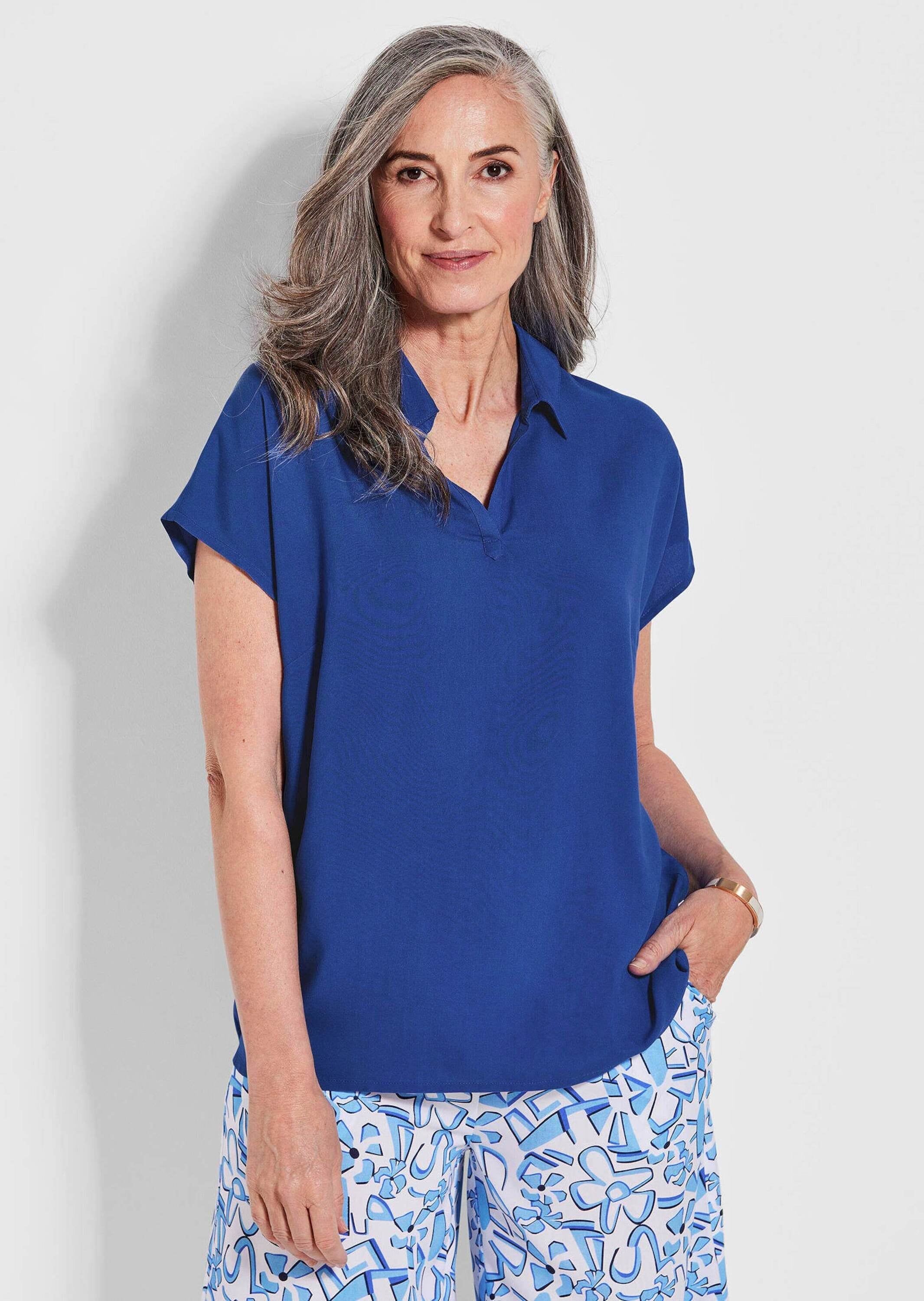 GOLDNER Klassische Bluse »Uni Bluse mit Hemdkragen«