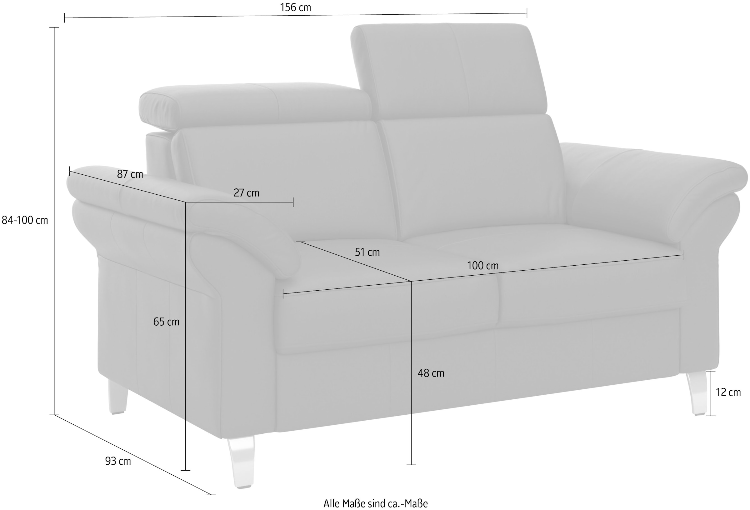 sit&more 2-Sitzer »Arngast«, inklusive Federkern und Kopfteilverstellung