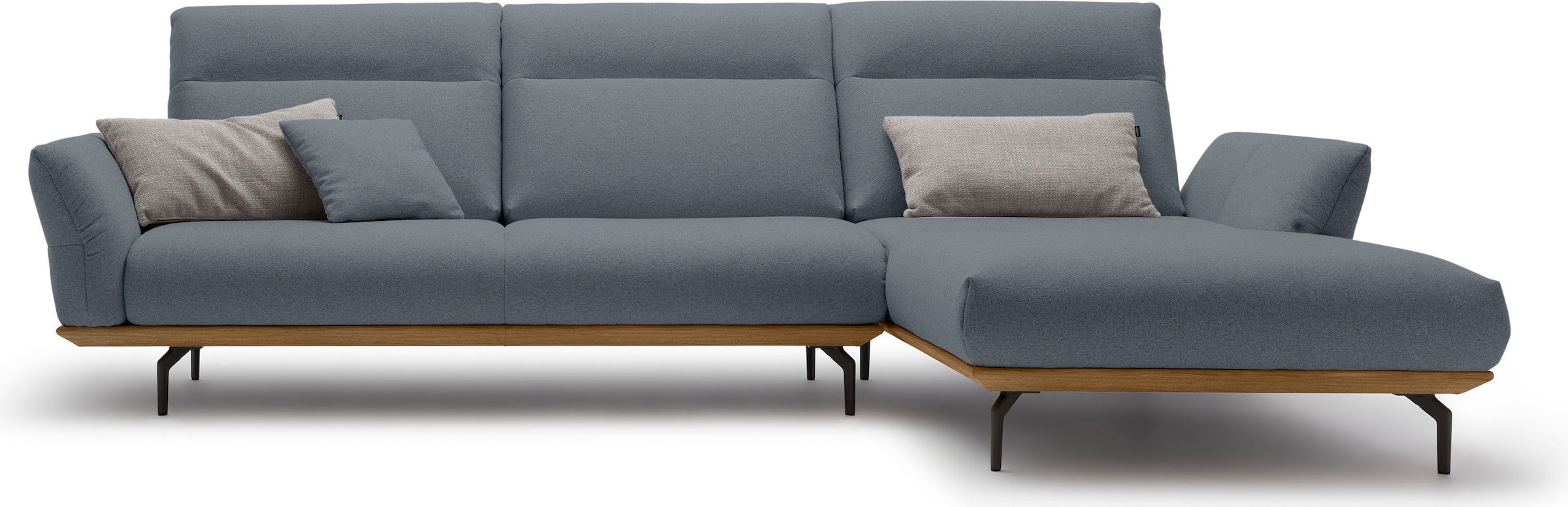 Creation BY ROLF BENZ Ecksofa "CR.460 Design-Sofa der Extraklasse, verstellbare Rückenlehne, L-Form" Sockel in Nussbaum, Winkelfüße in Umbragrau, Breite 318 cm