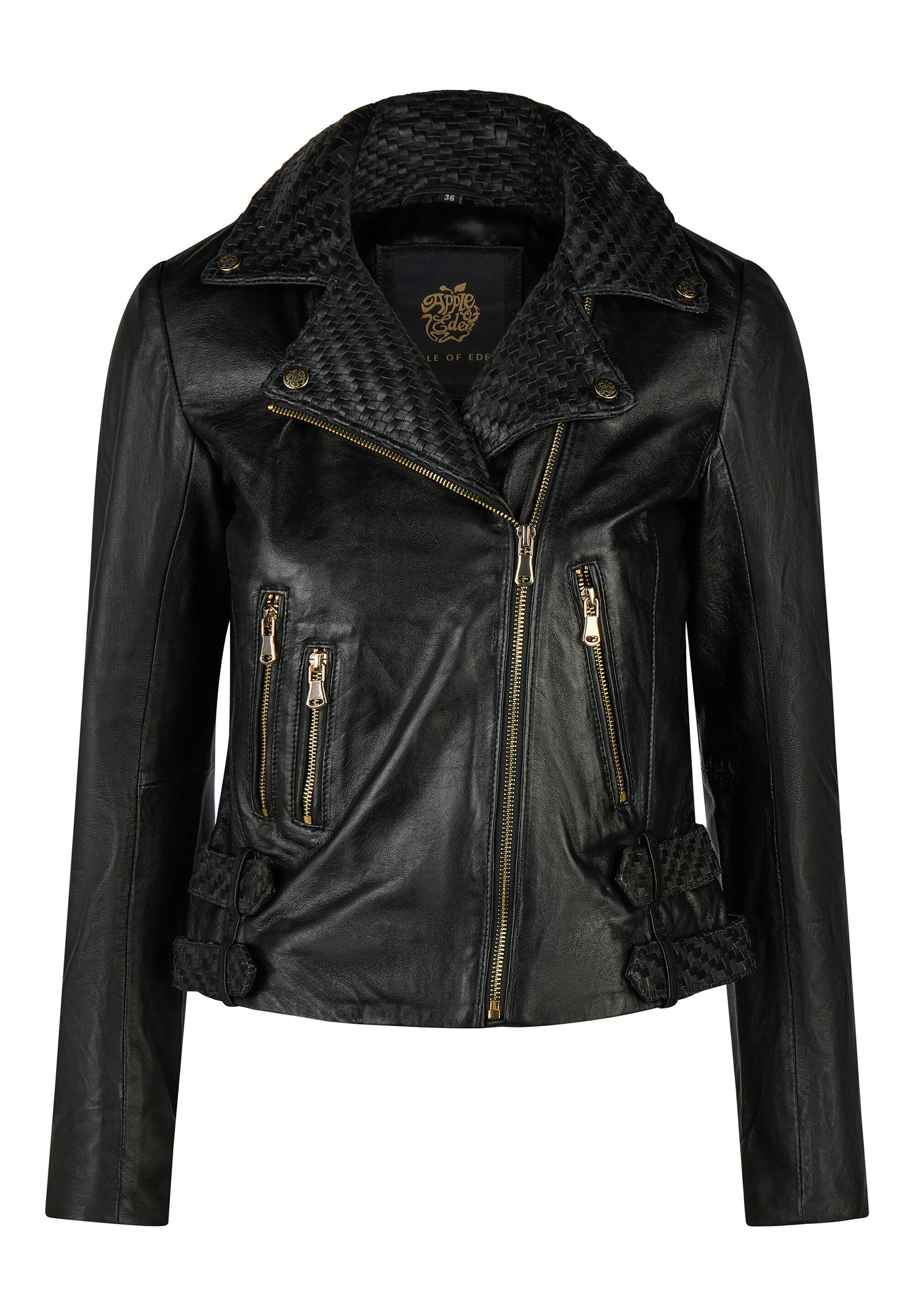 Apple of Eden Lederjacke "Apple of Eden Lederjacke" ohne Kapuze mit geflochtenem Reverskragen