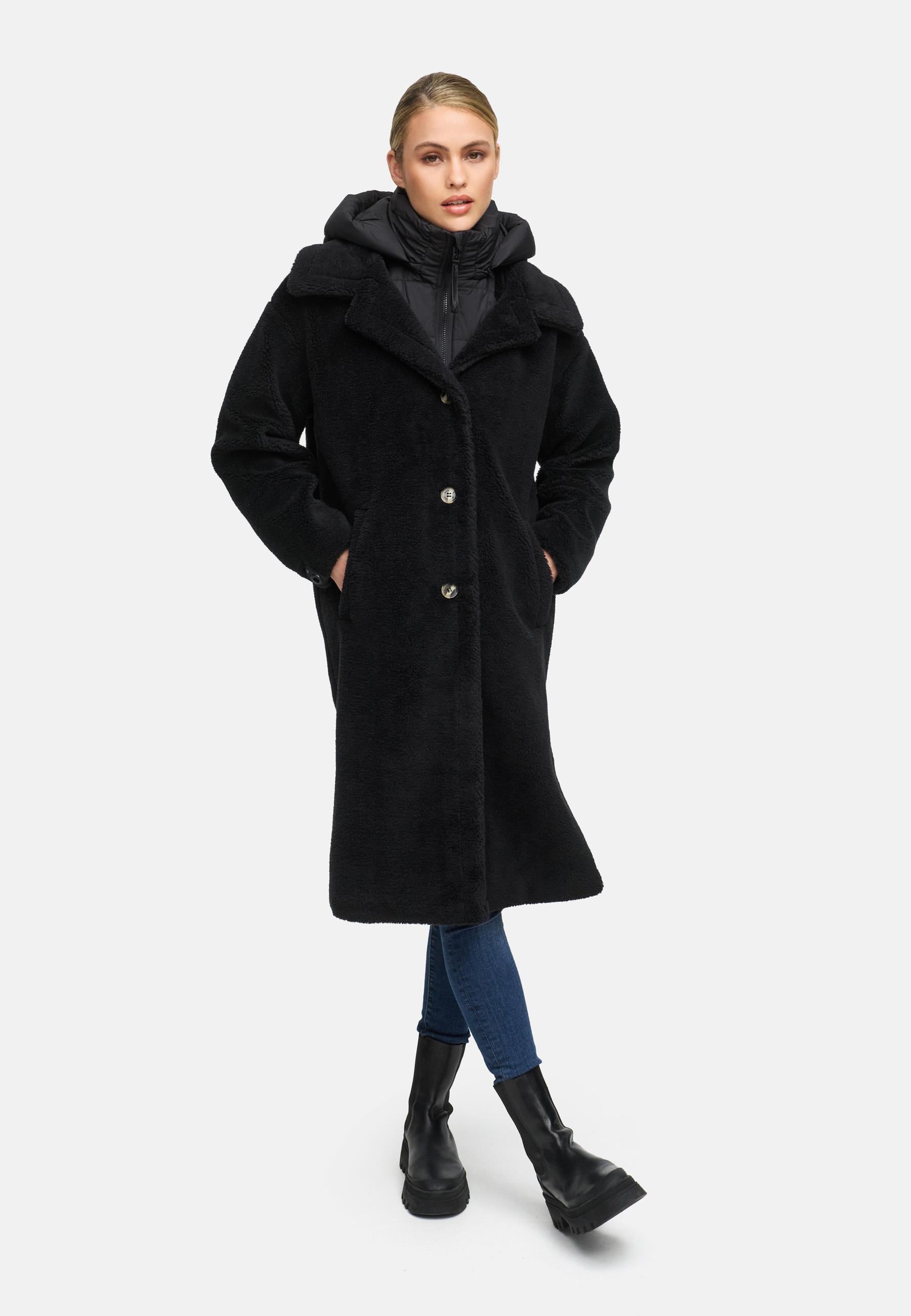 Navahoo Wintermantel »Teddyzauber 14«, Plüschmantel aus Teddyfleece mit abnehbmarem Krageneinsatz