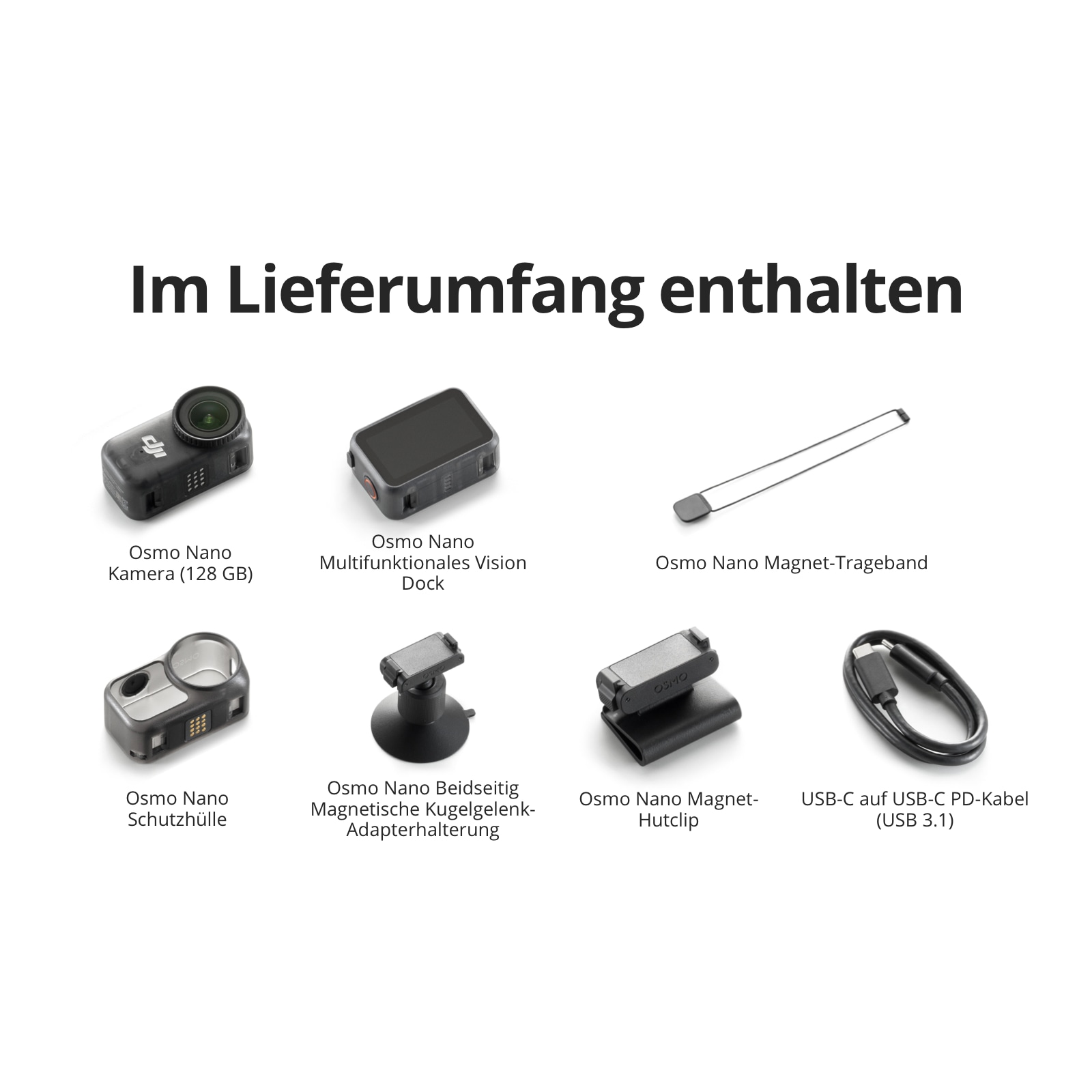 DJI Camcorder »DJI Osmo Nano Standard Combo (128GB)« 4K Ultra HD Bluetooth